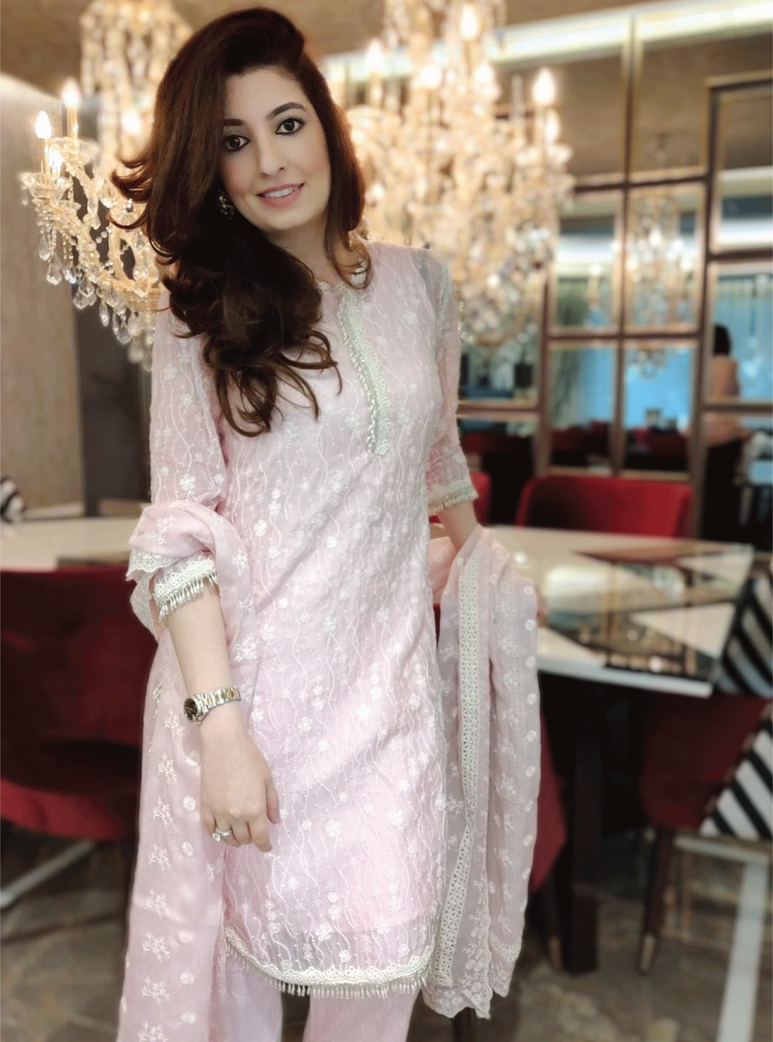 Freya Tencel Luxe Organza Pink Kurta Set