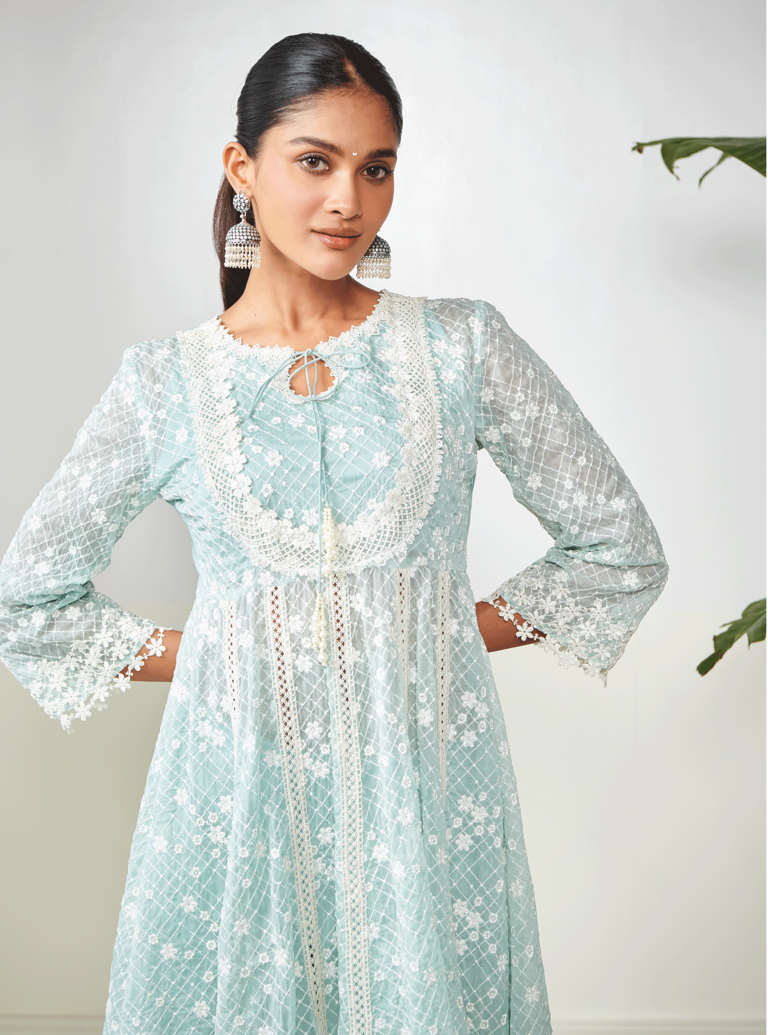 Zola Organza Light Blue Anarkali Kurta Set
