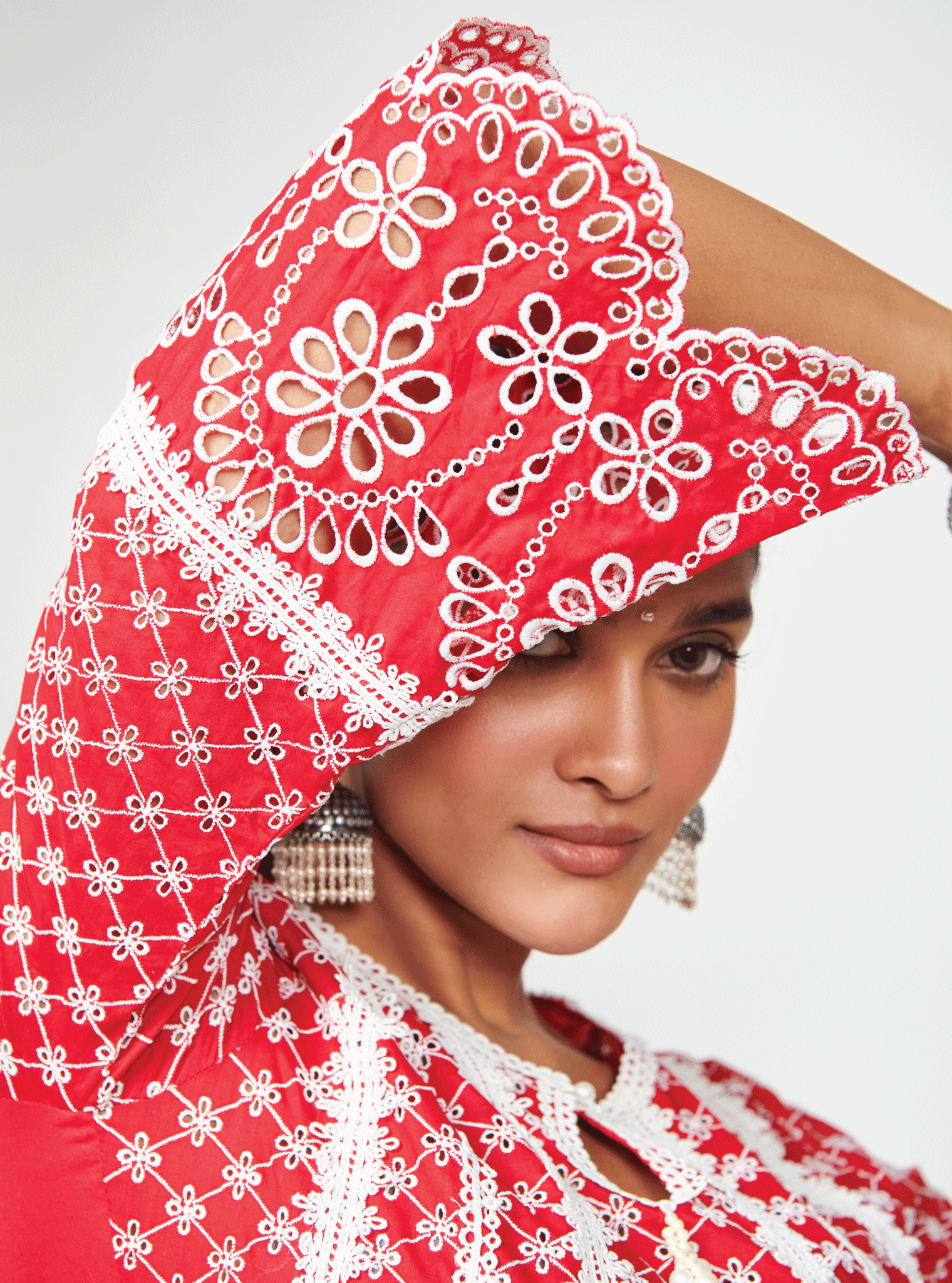 Arris Supima Cotton Red Anarkali Kurta Set