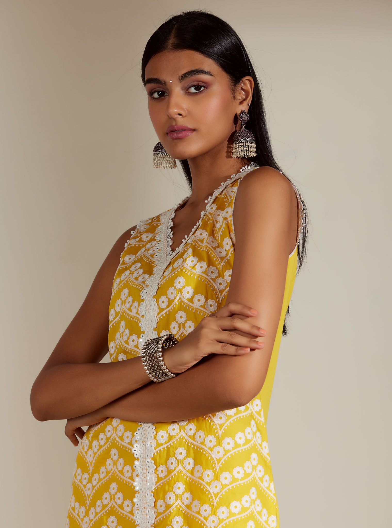 Gabriella Supima Cotton Mango Kurta with Garara Set