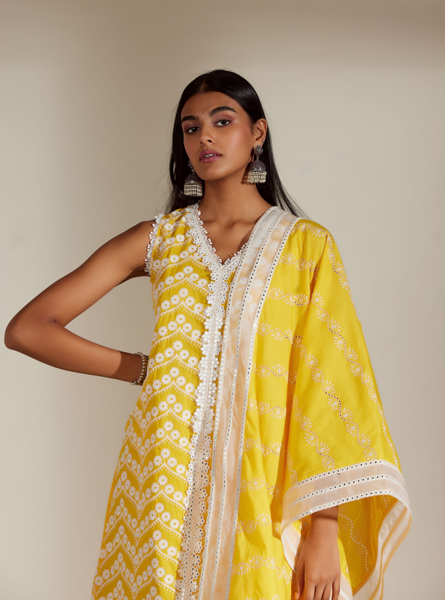 Gabriella Supima Cotton Mango Kurta with Garara Set
