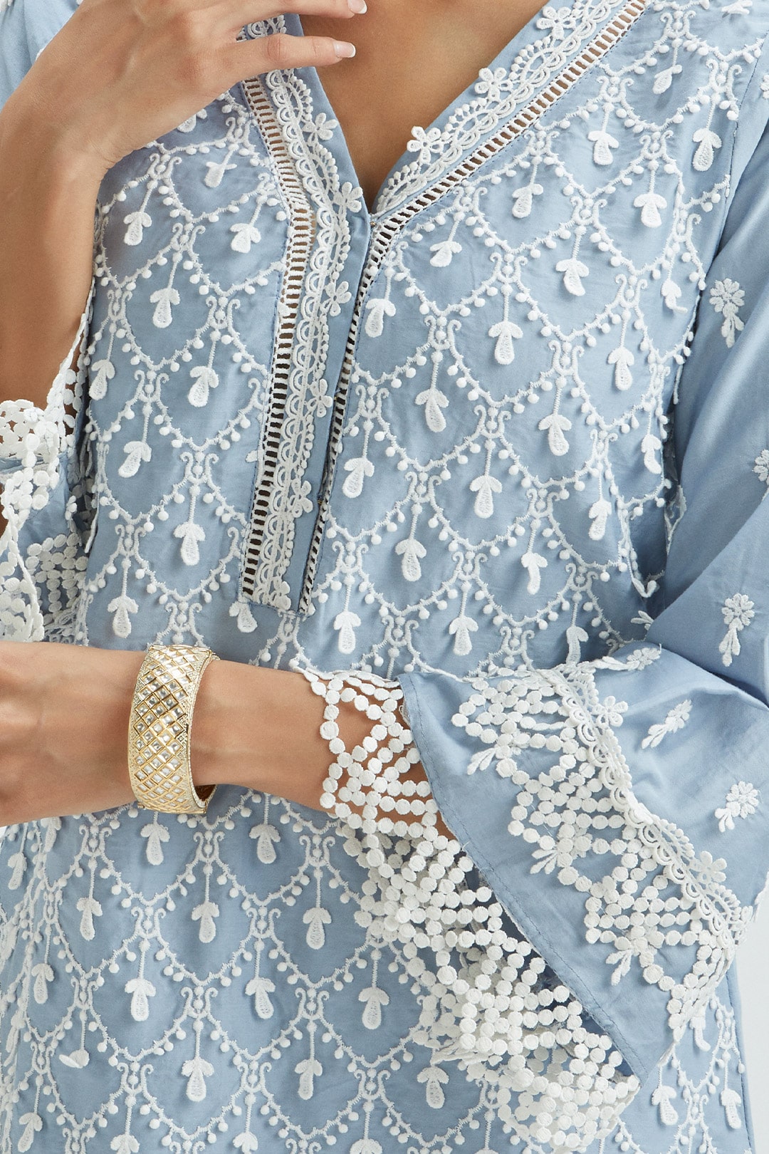 Hayes Supima Satin Wedgewood Kurta Set