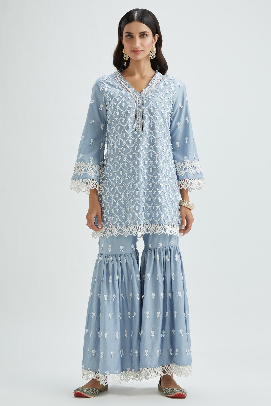 Hayes Supima Satin Wedgewood Kurta Set