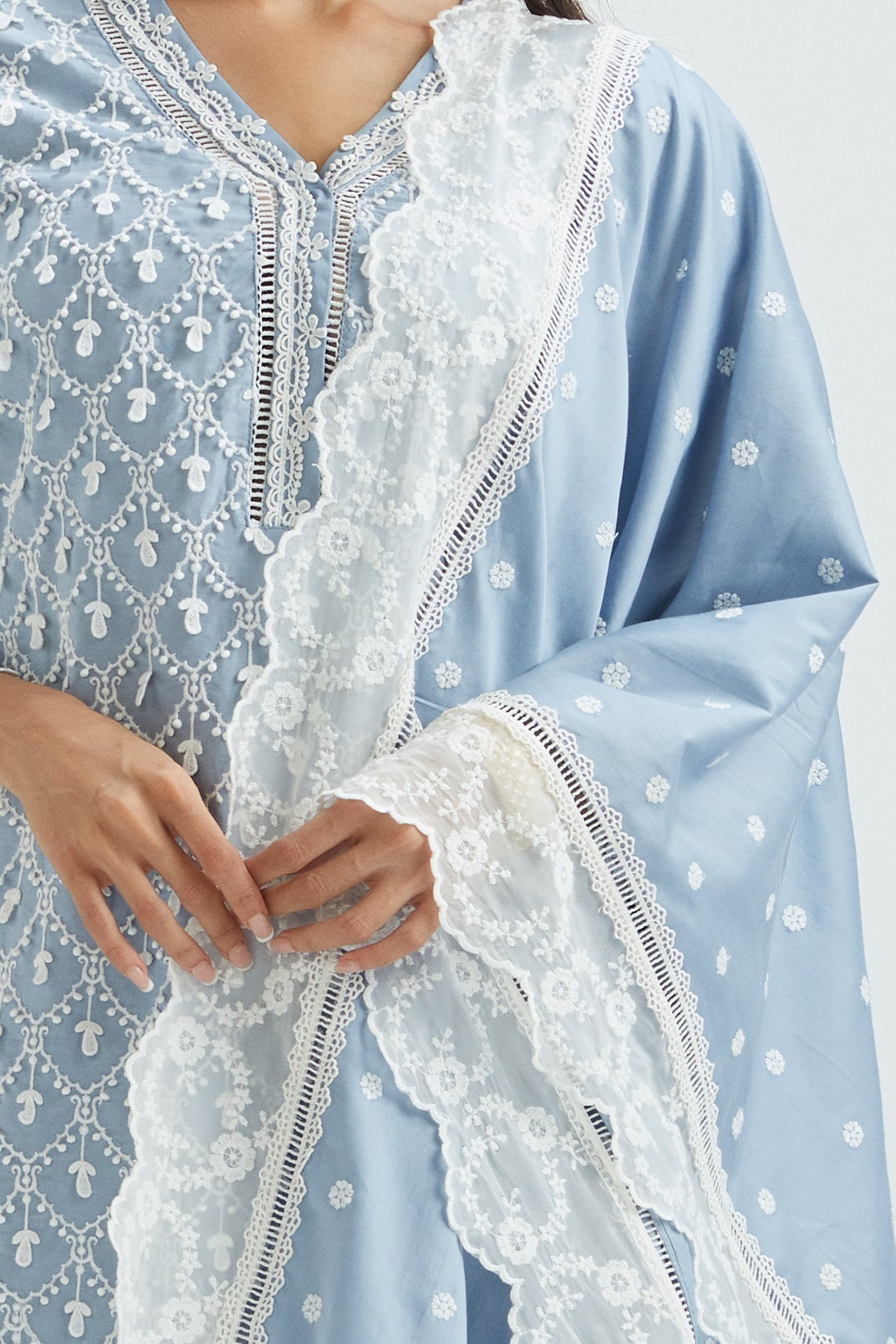 Hayes Supima Satin Wedgewood Kurta Set