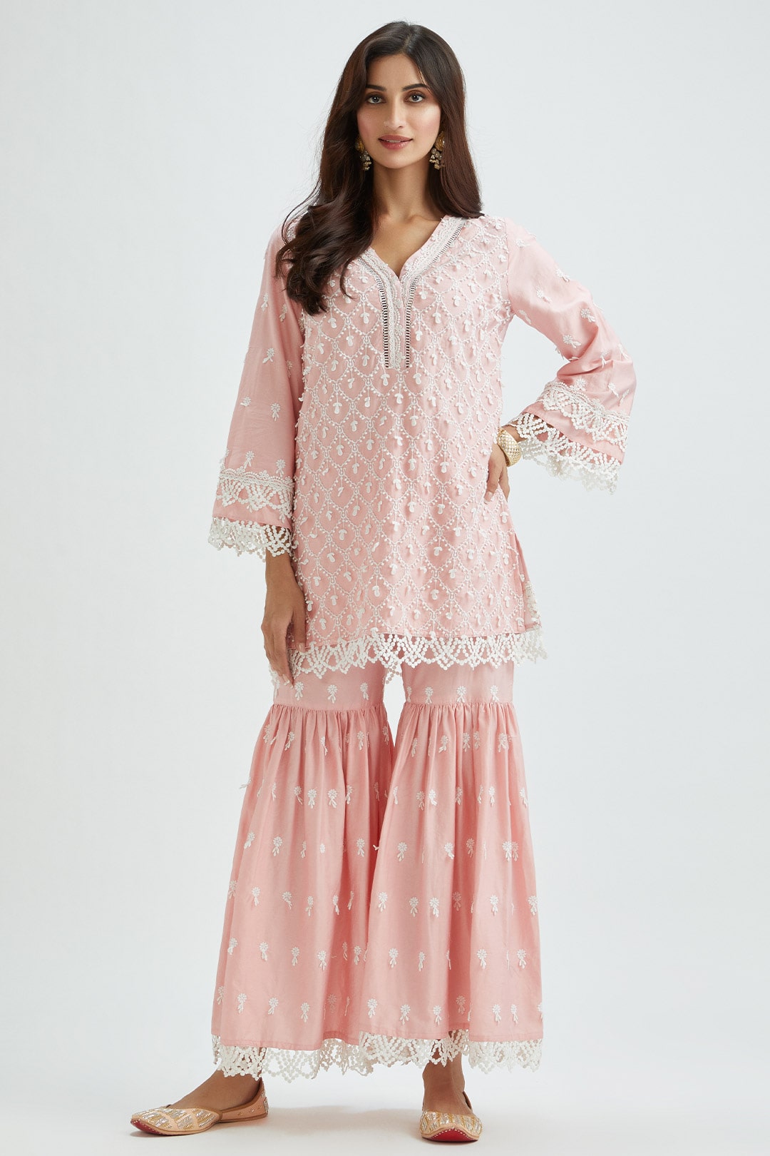 Hayes Supima Satin Pink Kurta Set