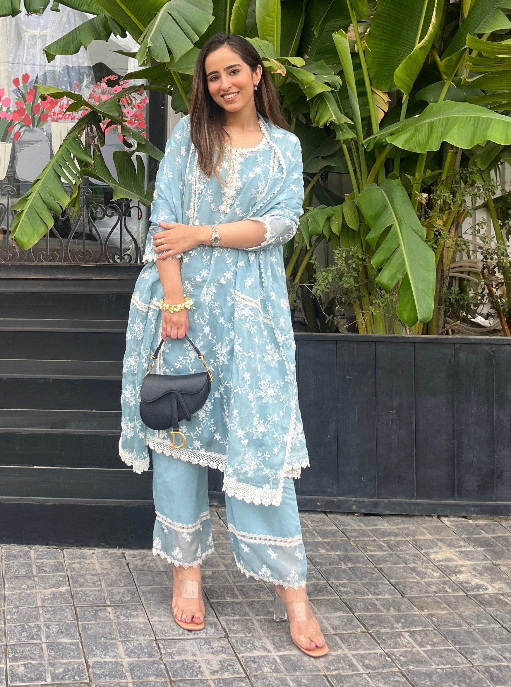 Keri Organza Blue Kurta Set