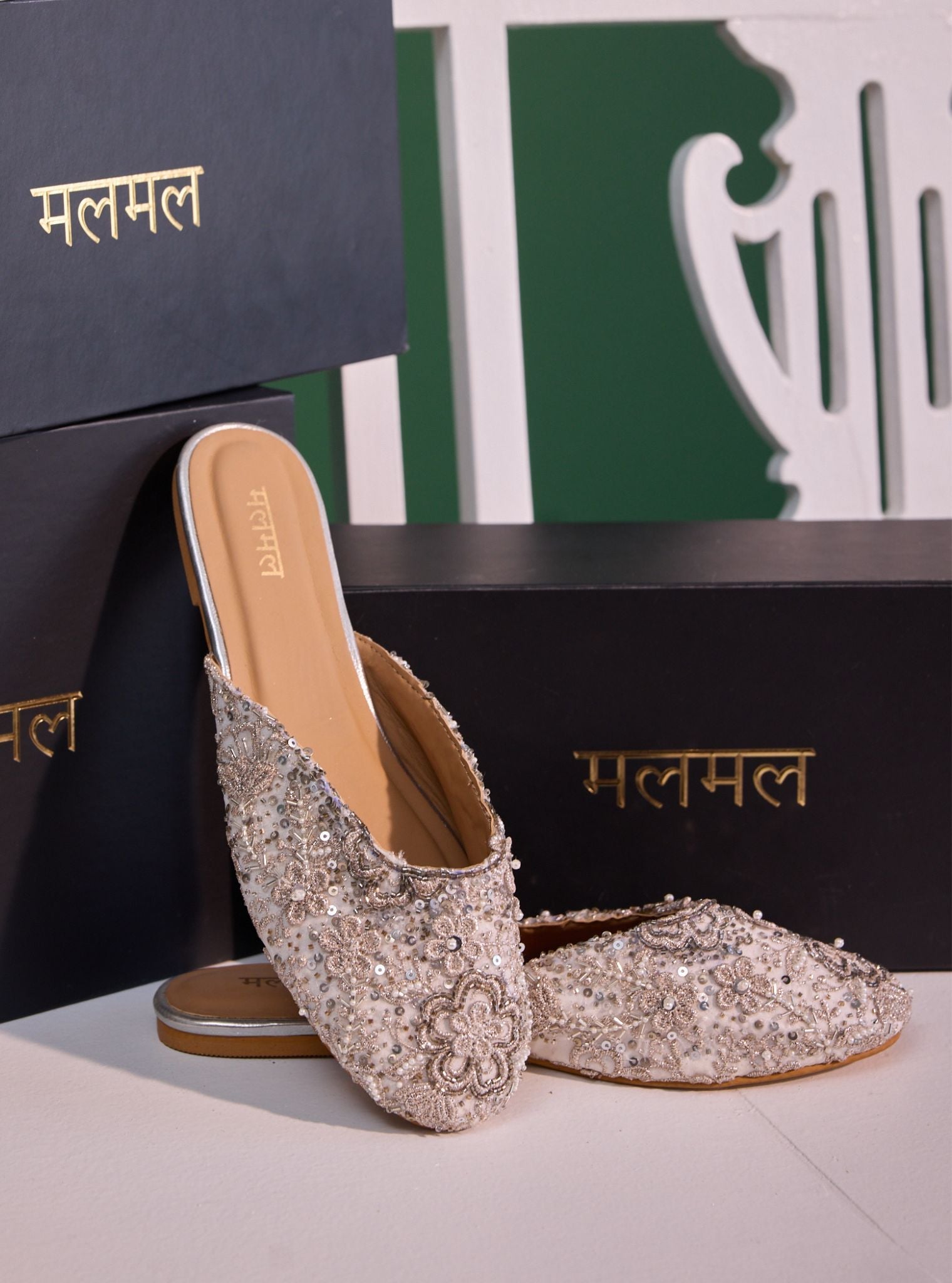 Rhida Silver Vegan Open Back Jutti