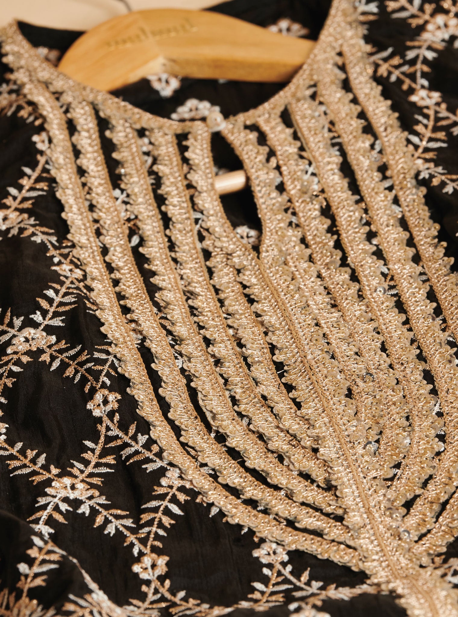 Kajra Silk Black Short Kurta with Garara Set