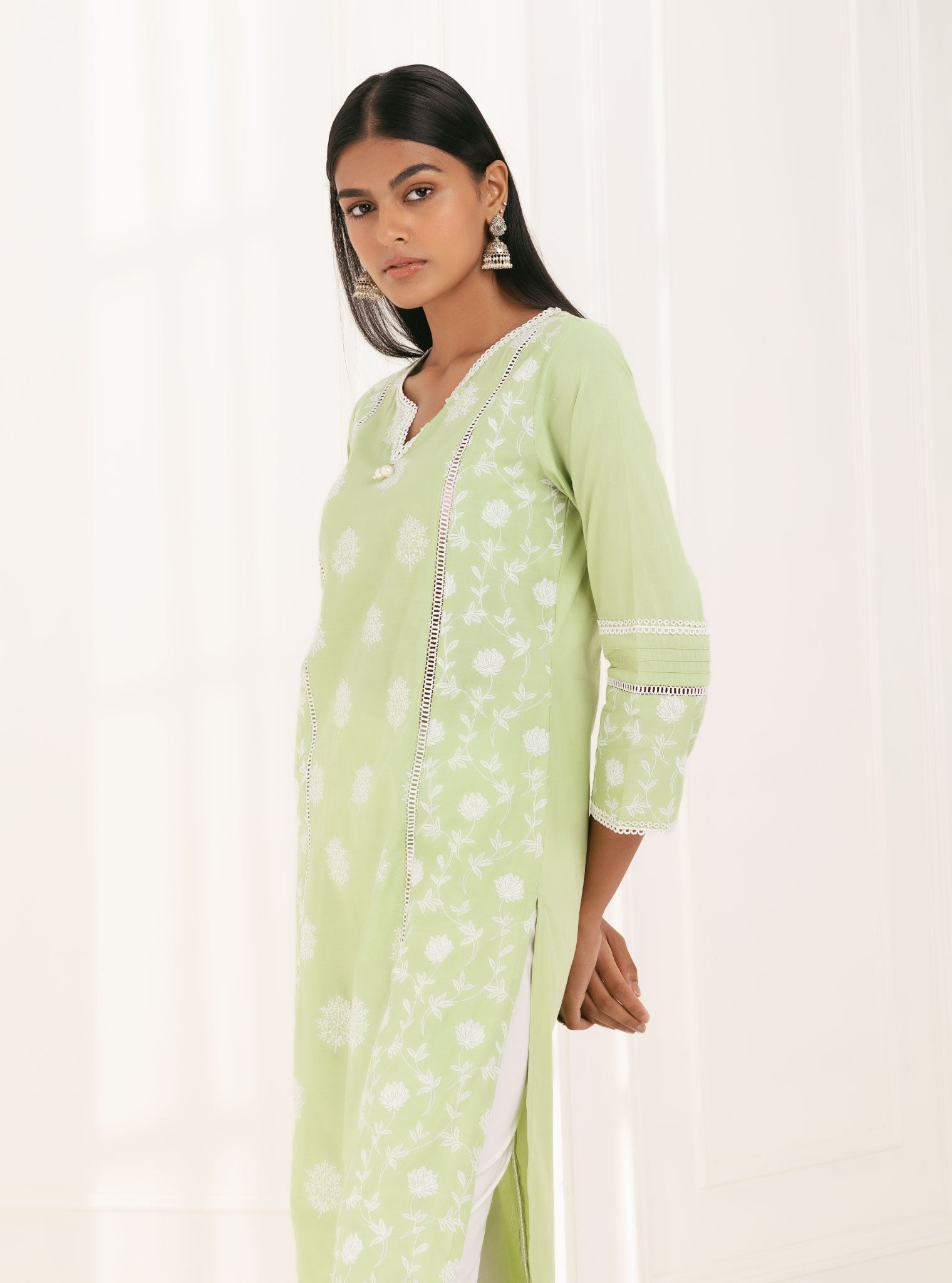 Mulmul Supima Cotton Kannur Green Kurta