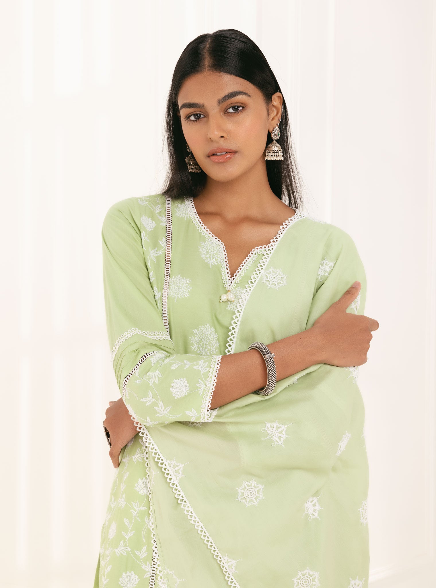 Kannur Supima Cotton Green Kurta Set
