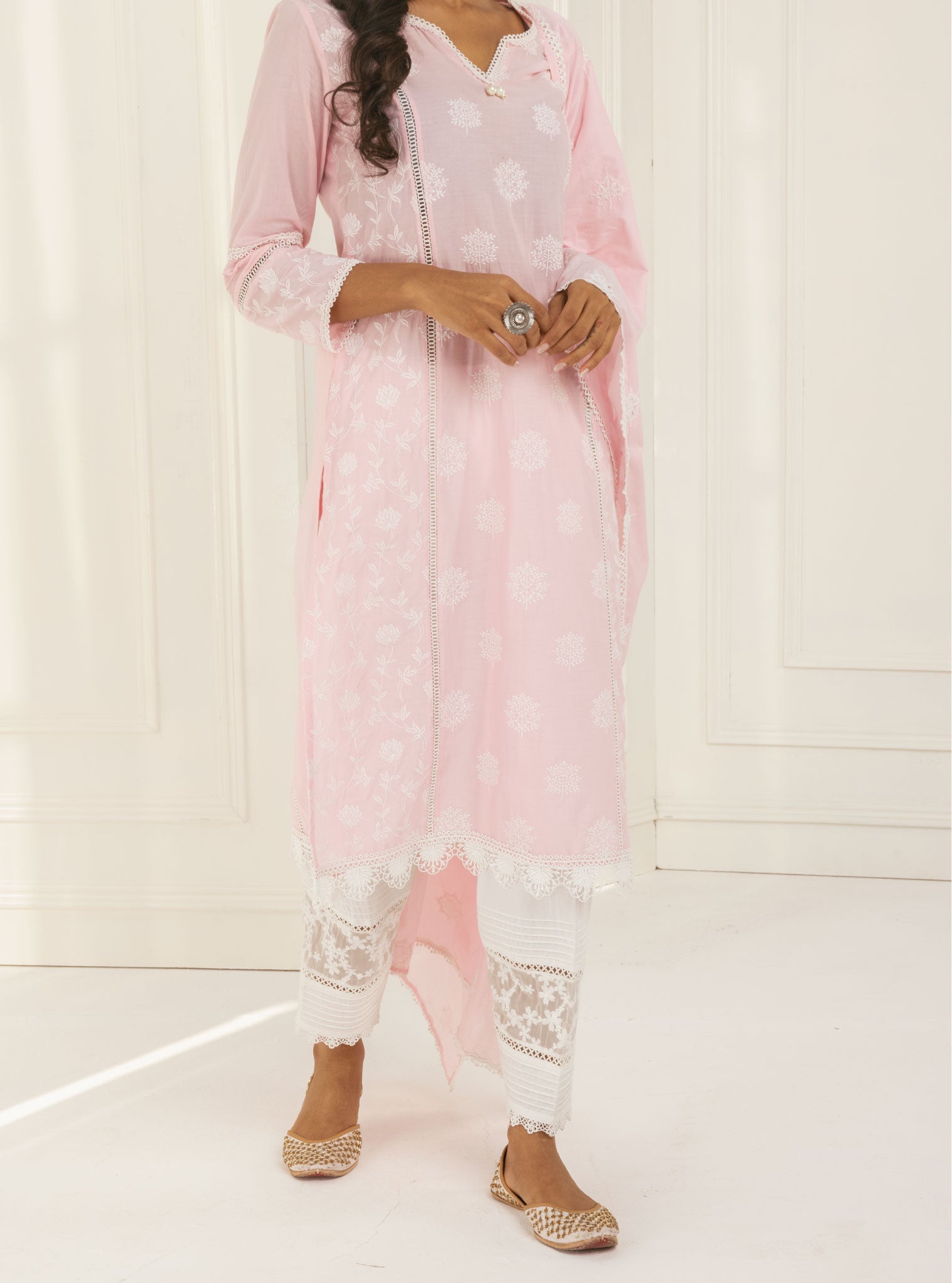Kannur Supima Cotton Pink Kurta Set