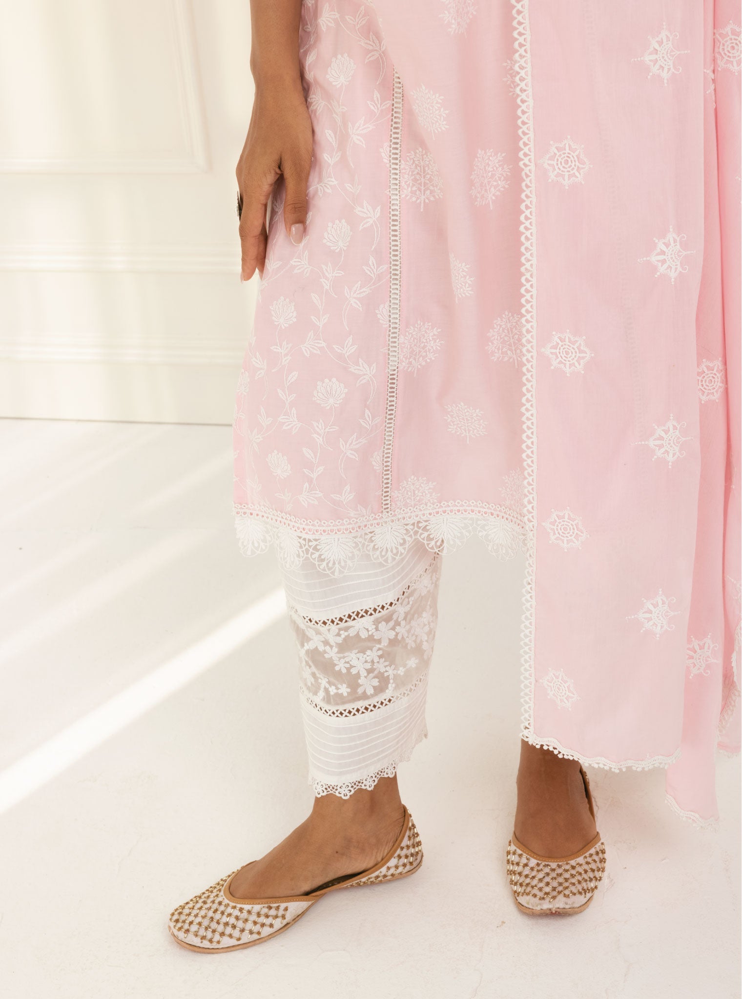 Kannur Supima Cotton Pink Kurta Set