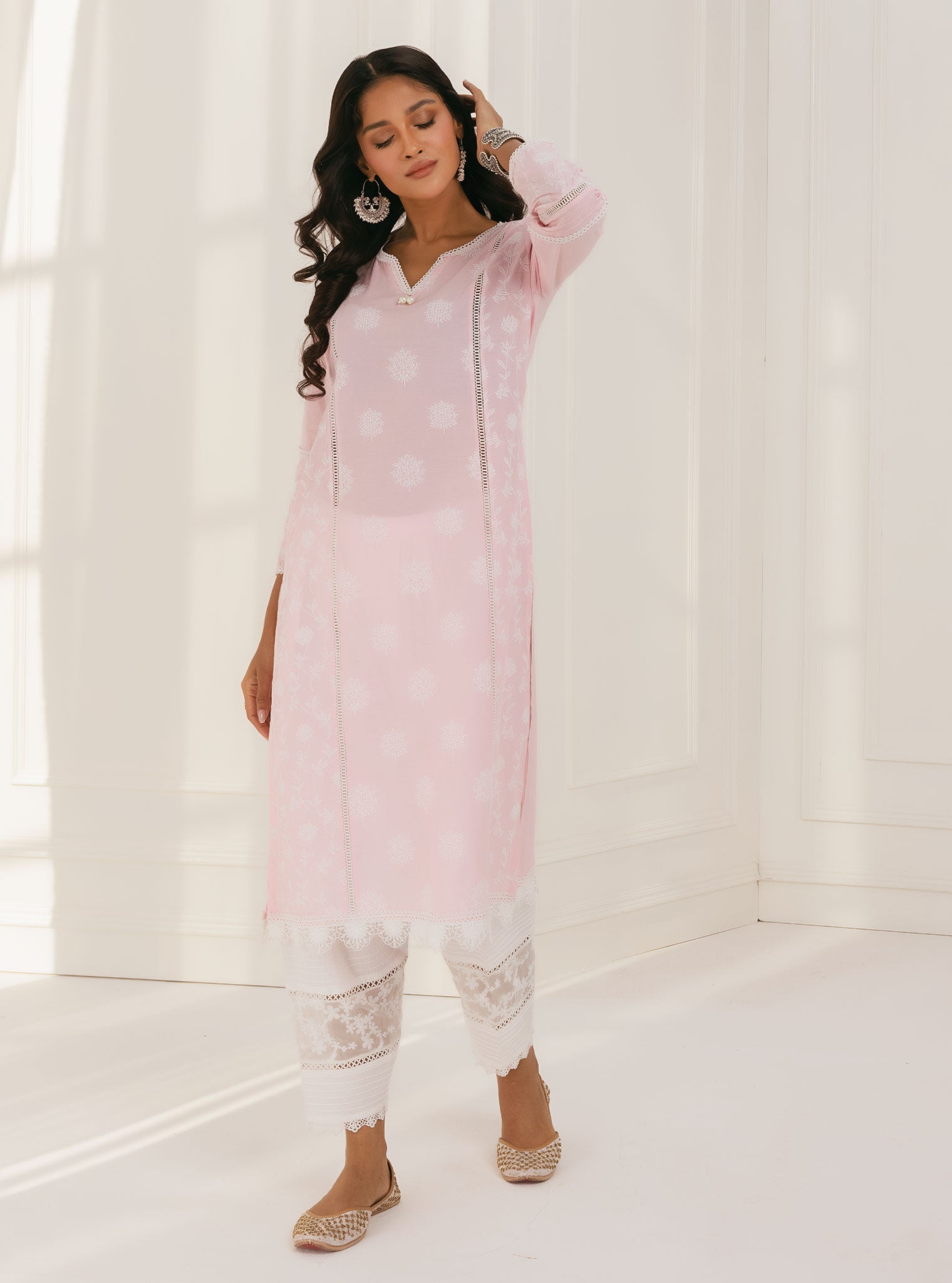 Kannur Supima Cotton Pink Kurta Set