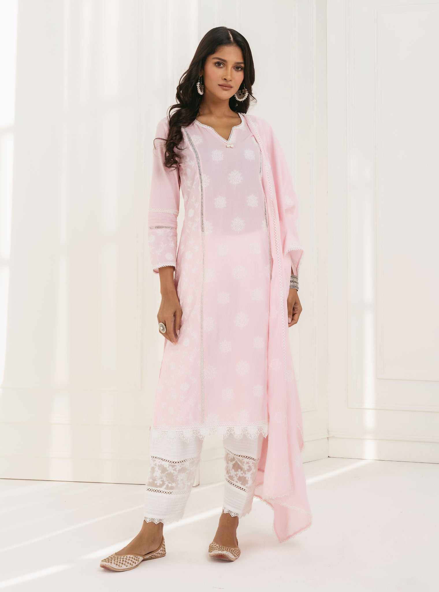Kannur Supima Cotton Pink Kurta Set