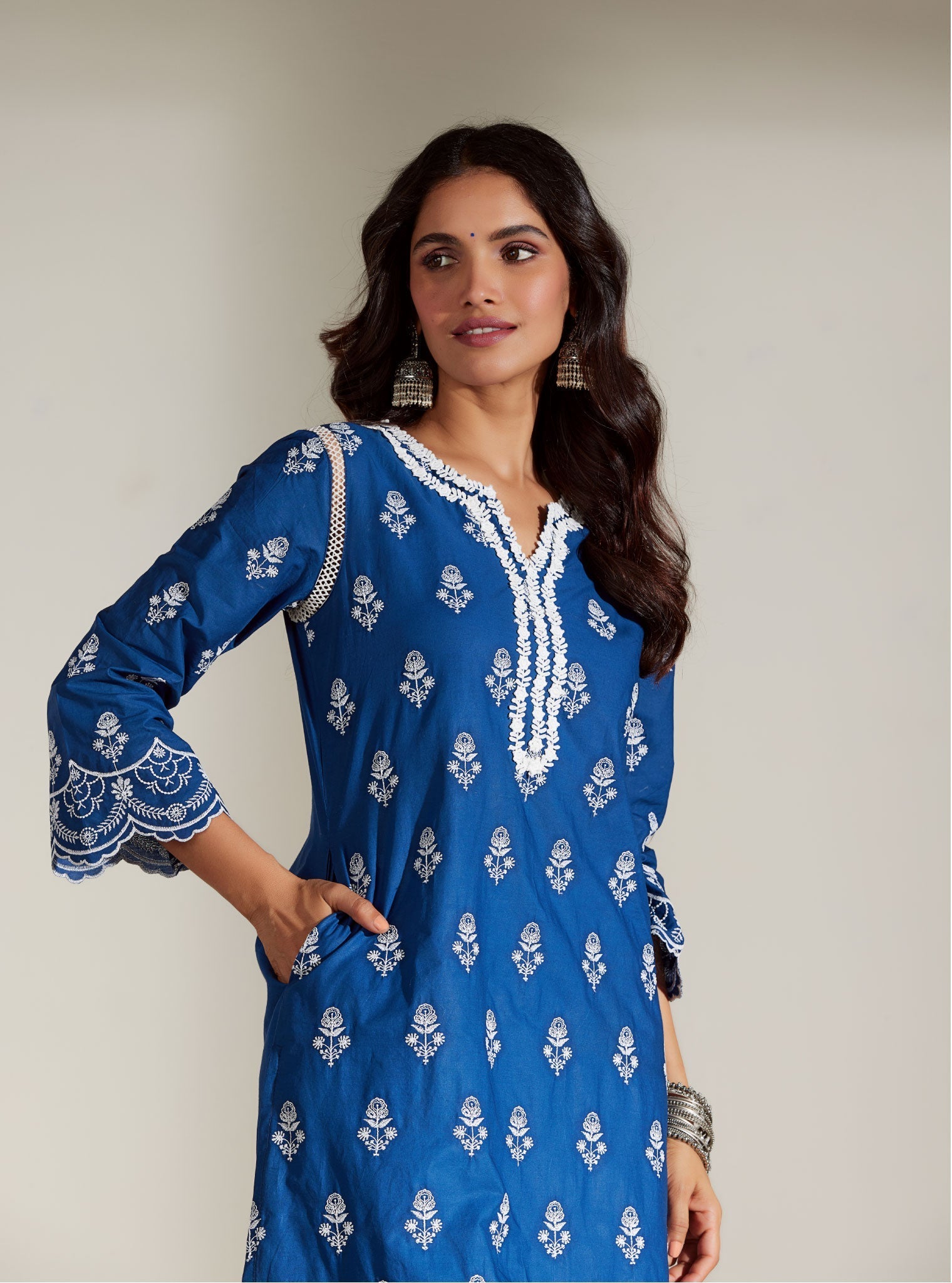 Keily Supima Cotton Navy Kurta Set