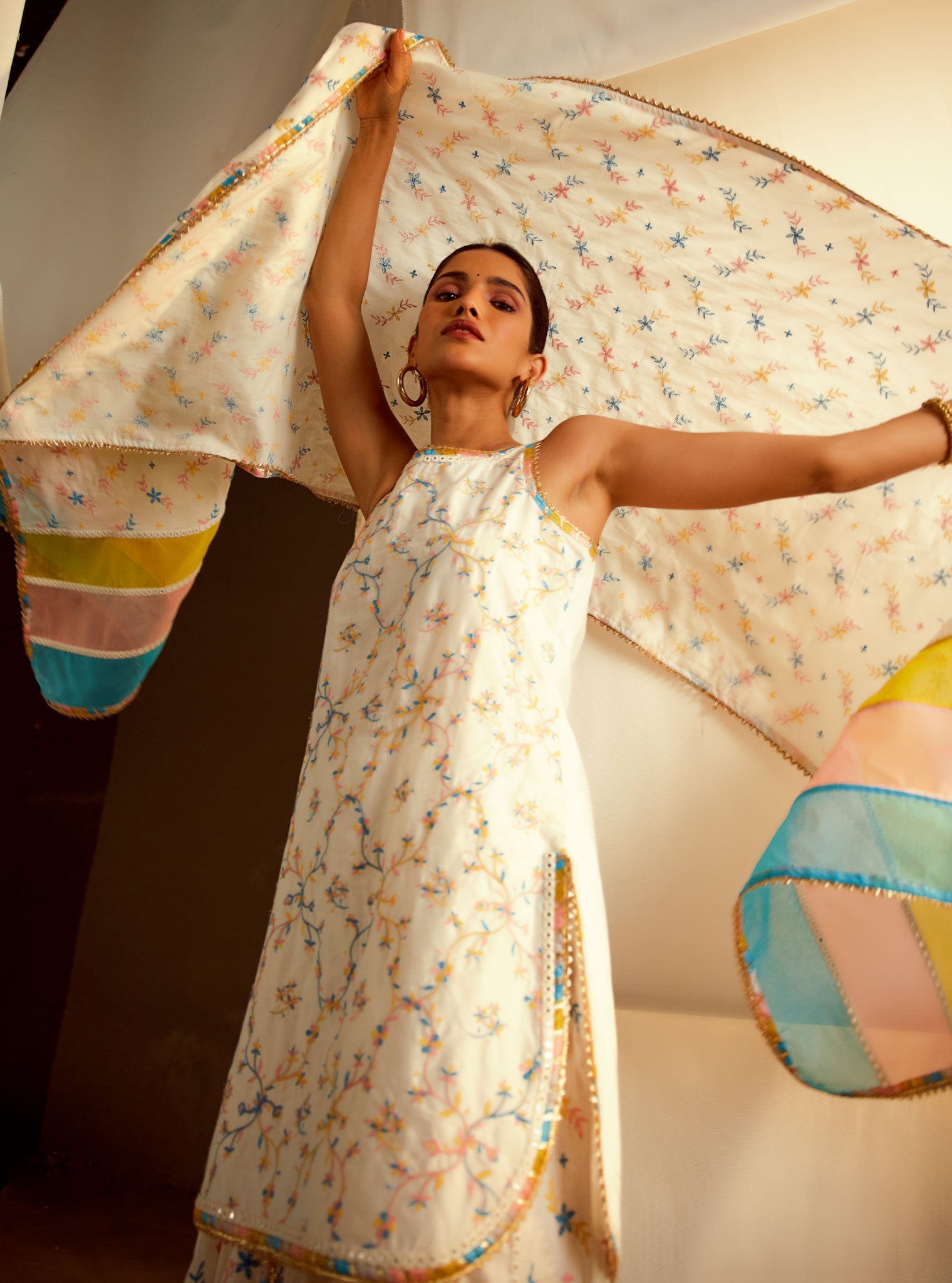 Makayla Supima Cotton Off White Sharara Set