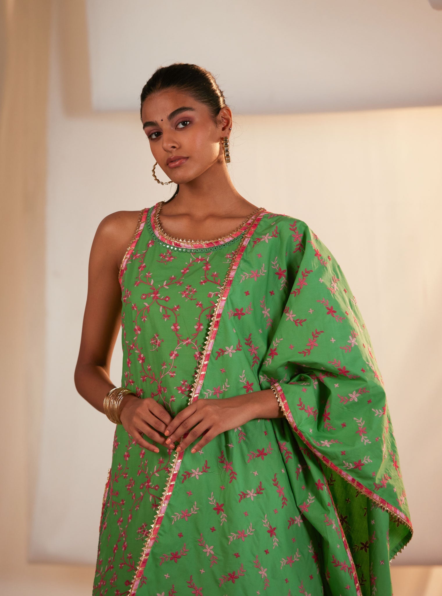 Makayla Supima Cotton Green Sharara Set