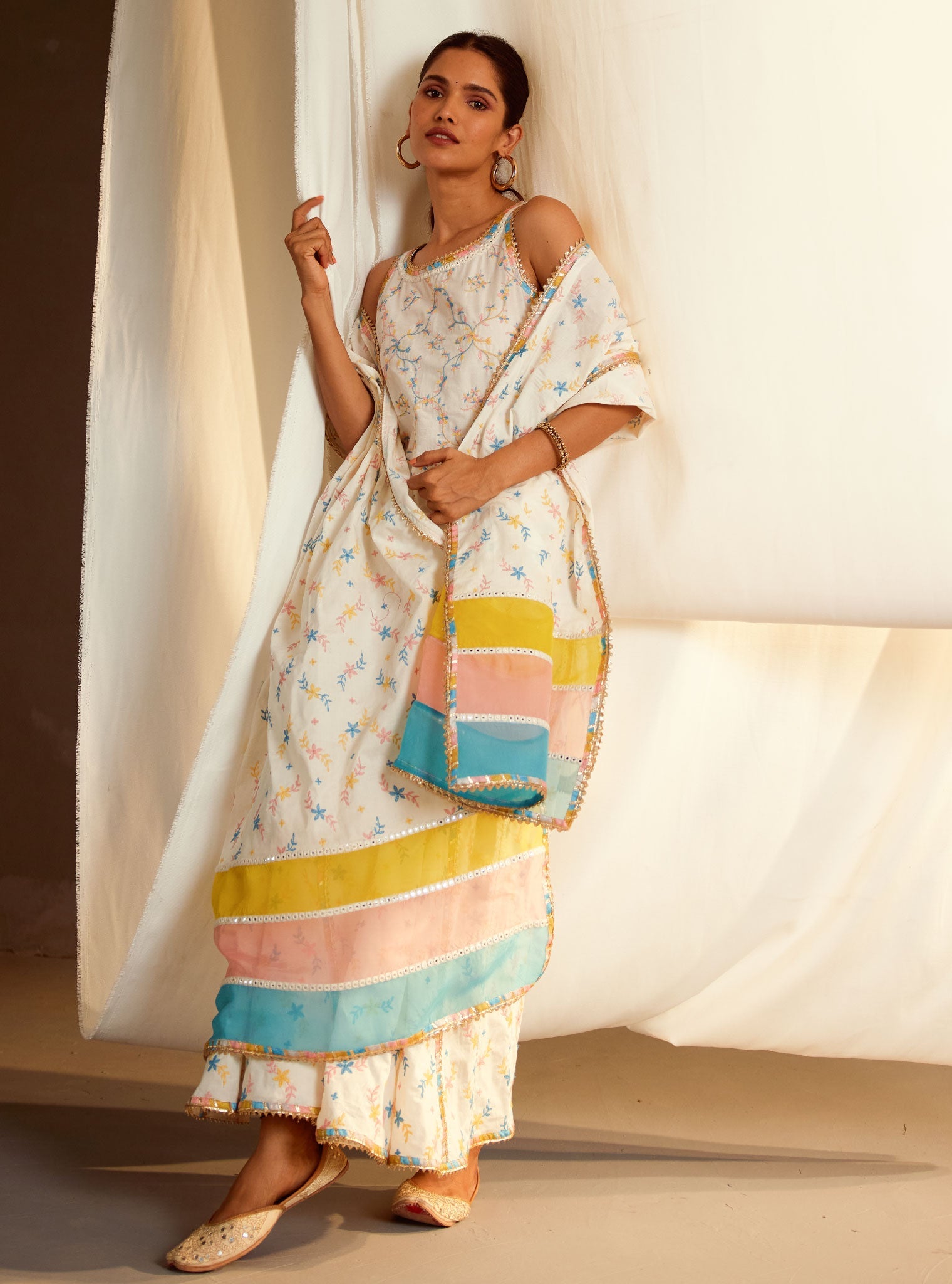 Makayla Supima Cotton Off White Sharara Set