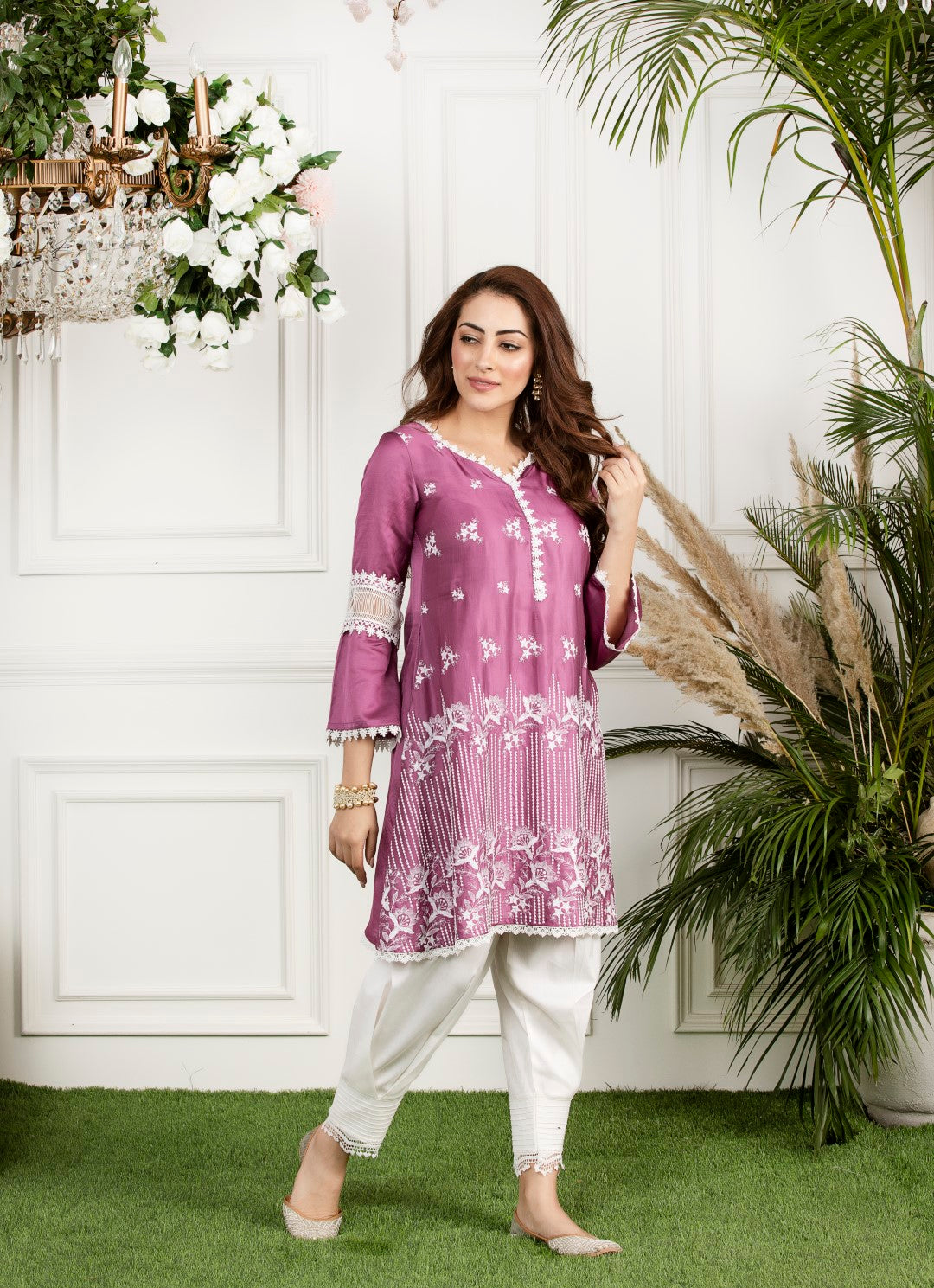 Rosemallow Front Pleated Kurta Set