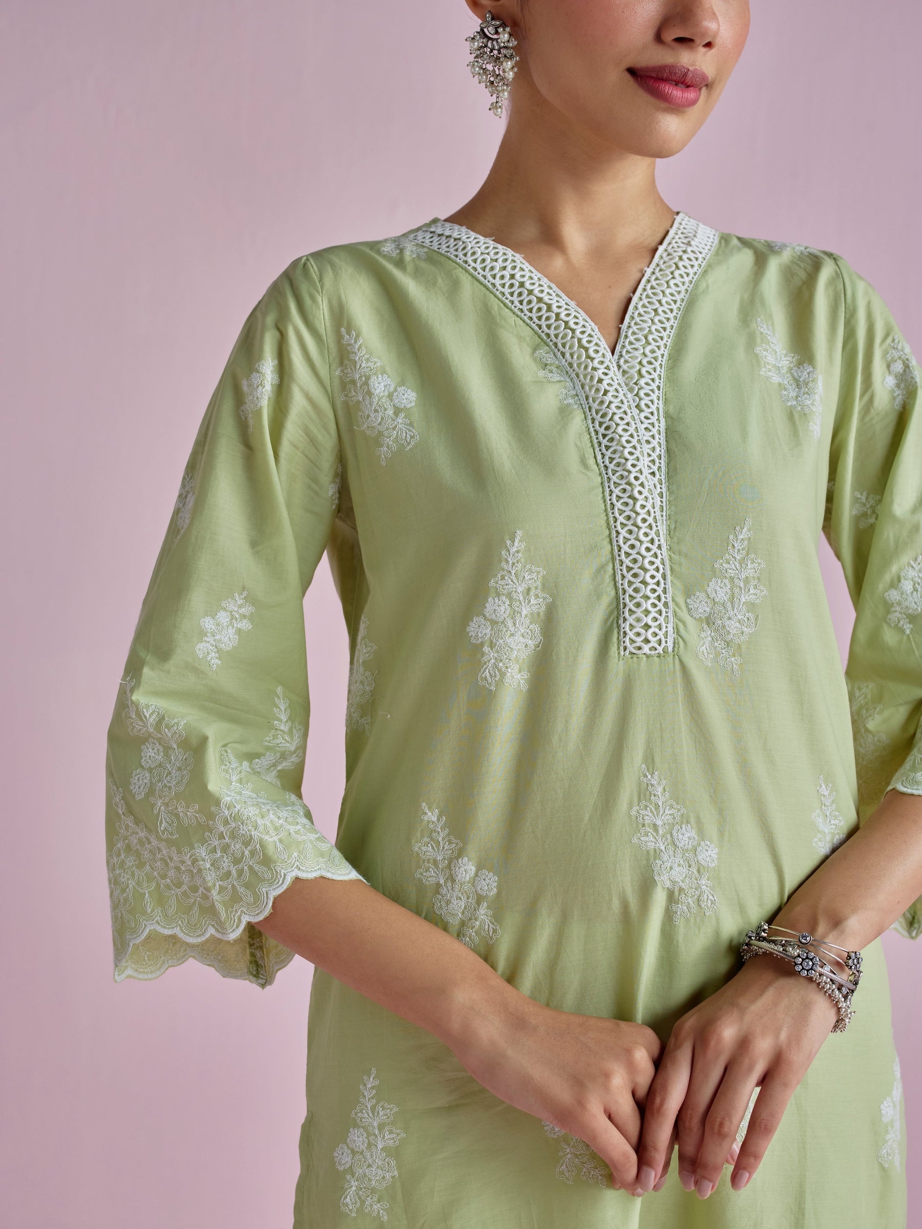 Moon light Supima Cotton Green Kurta Set