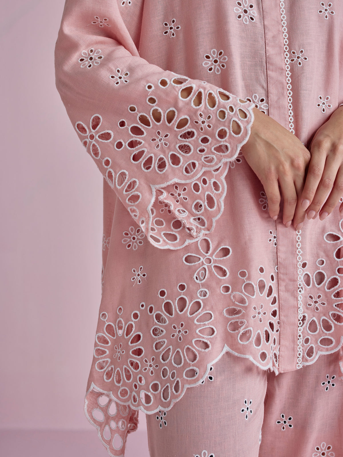 Selene Linen Pink Shirt Set