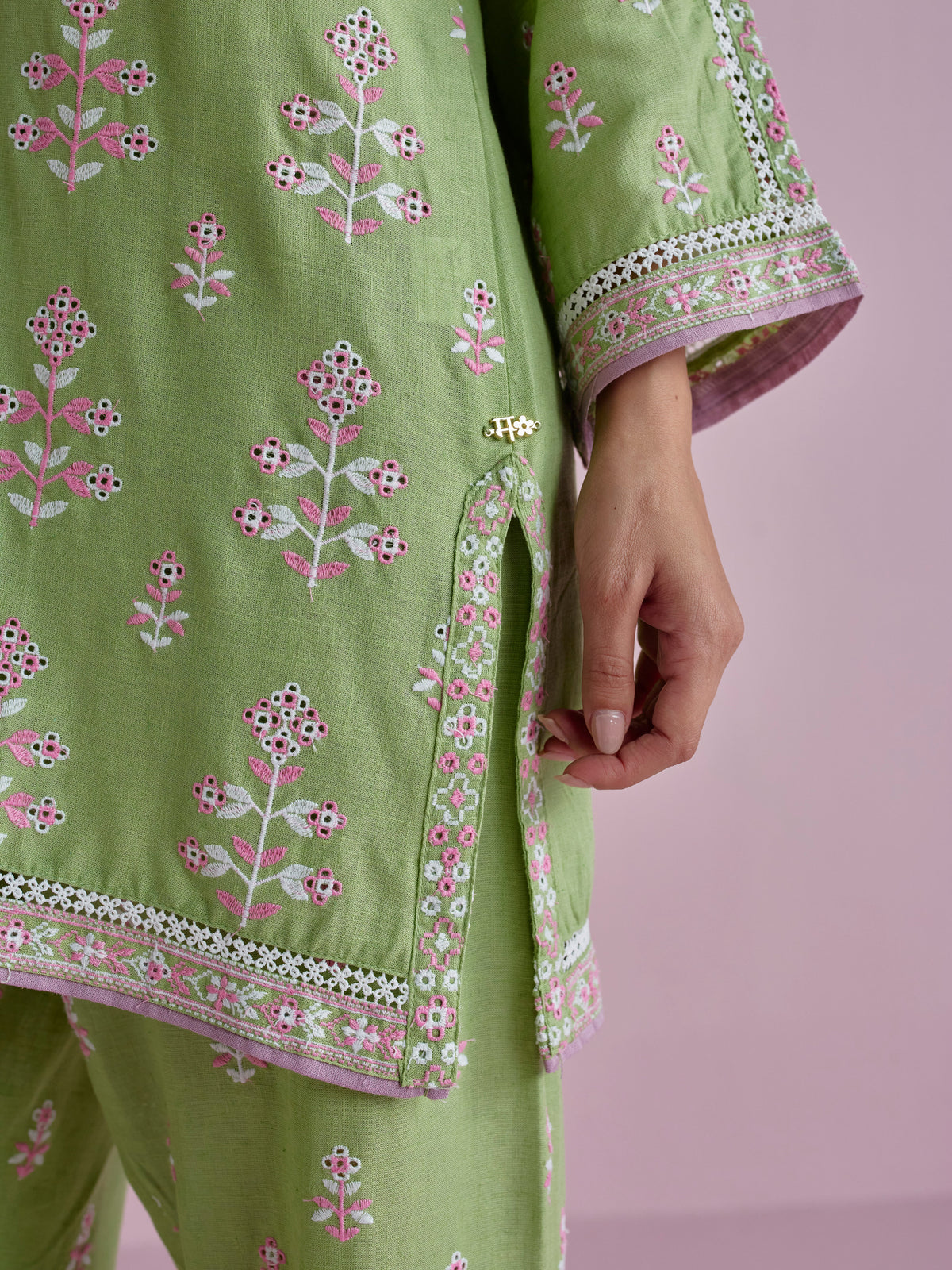 Zano Linen Green Kurta Set