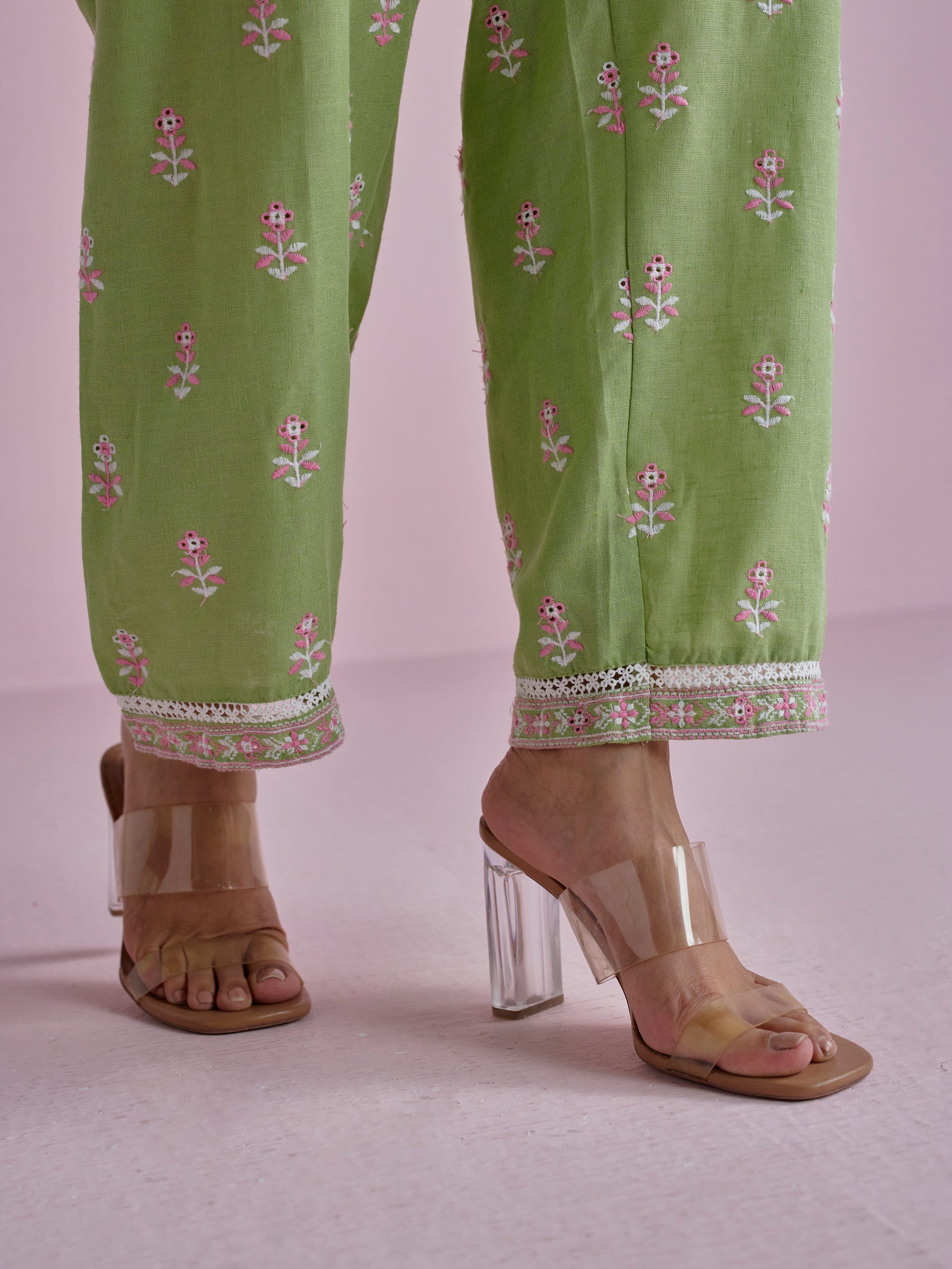 Zano Linen Green Kurta Set