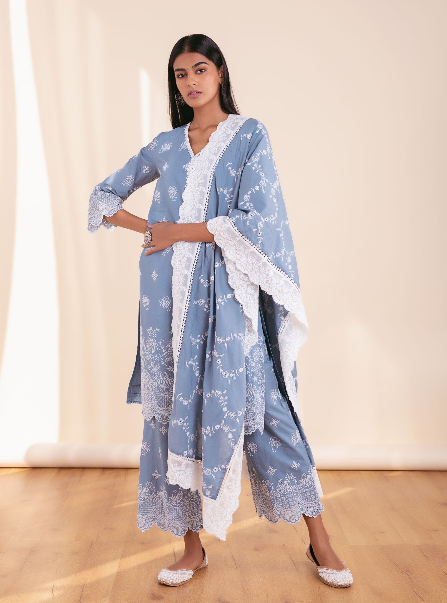 Nihri Supima Cotton Denim Kurta Set