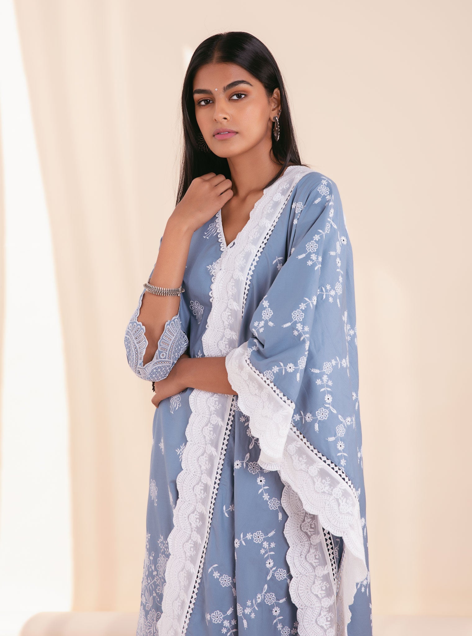 Nihri Supima Cotton Denim Kurta Set