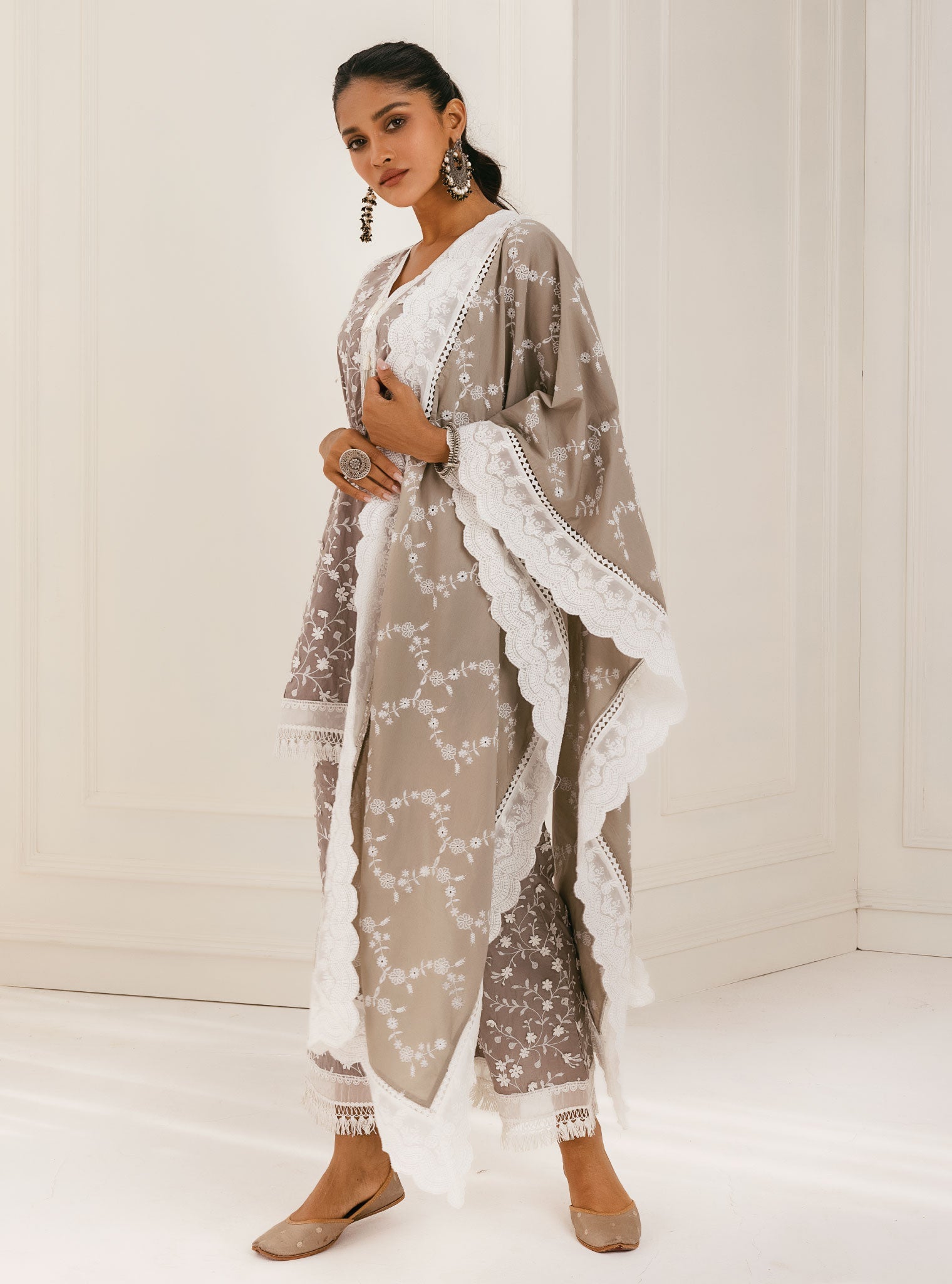 Spiti Supima Cotton Grey Kurta with Palazzo Set