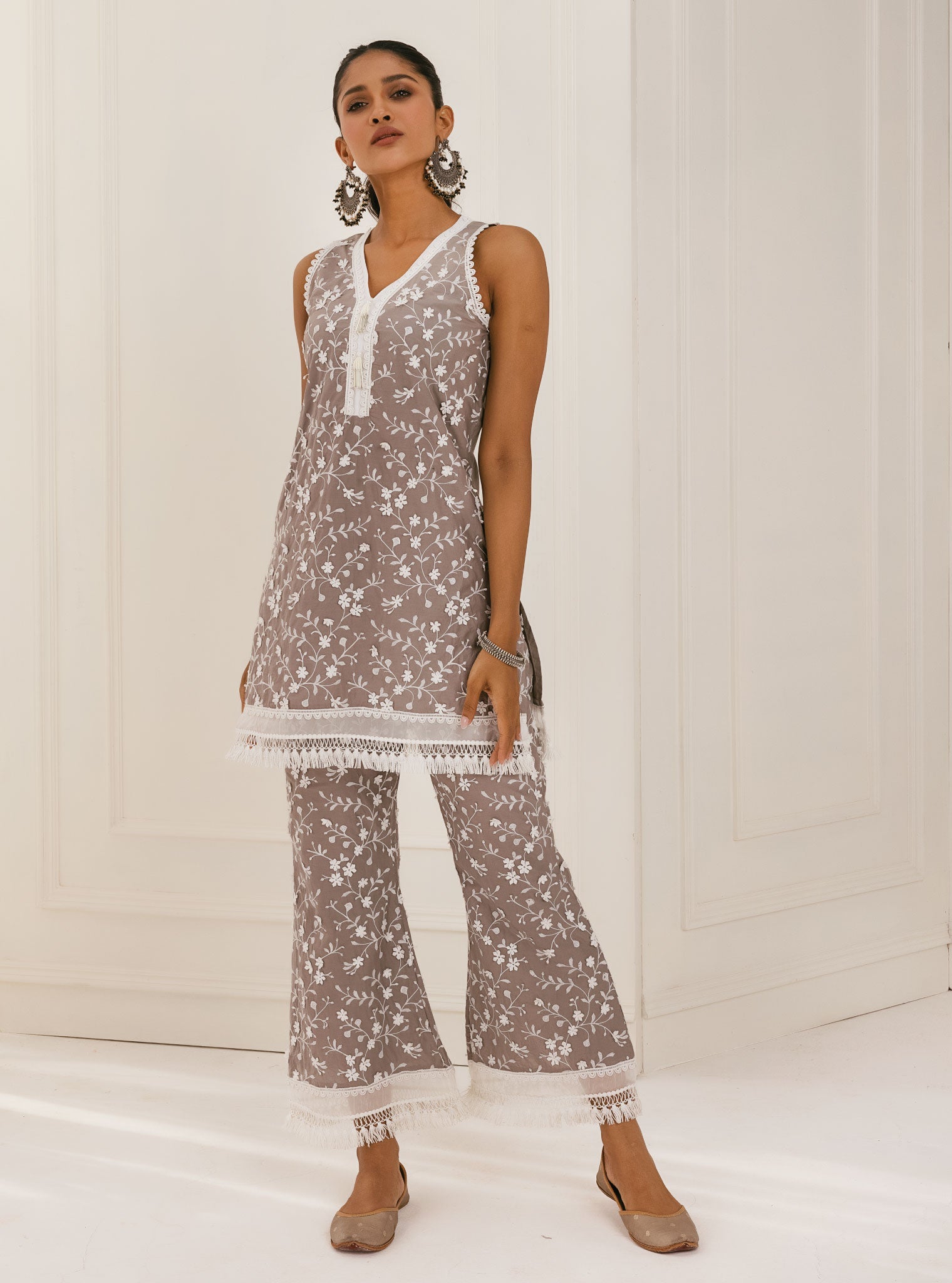 Spiti Supima Cotton Grey Kurta with Palazzo Set