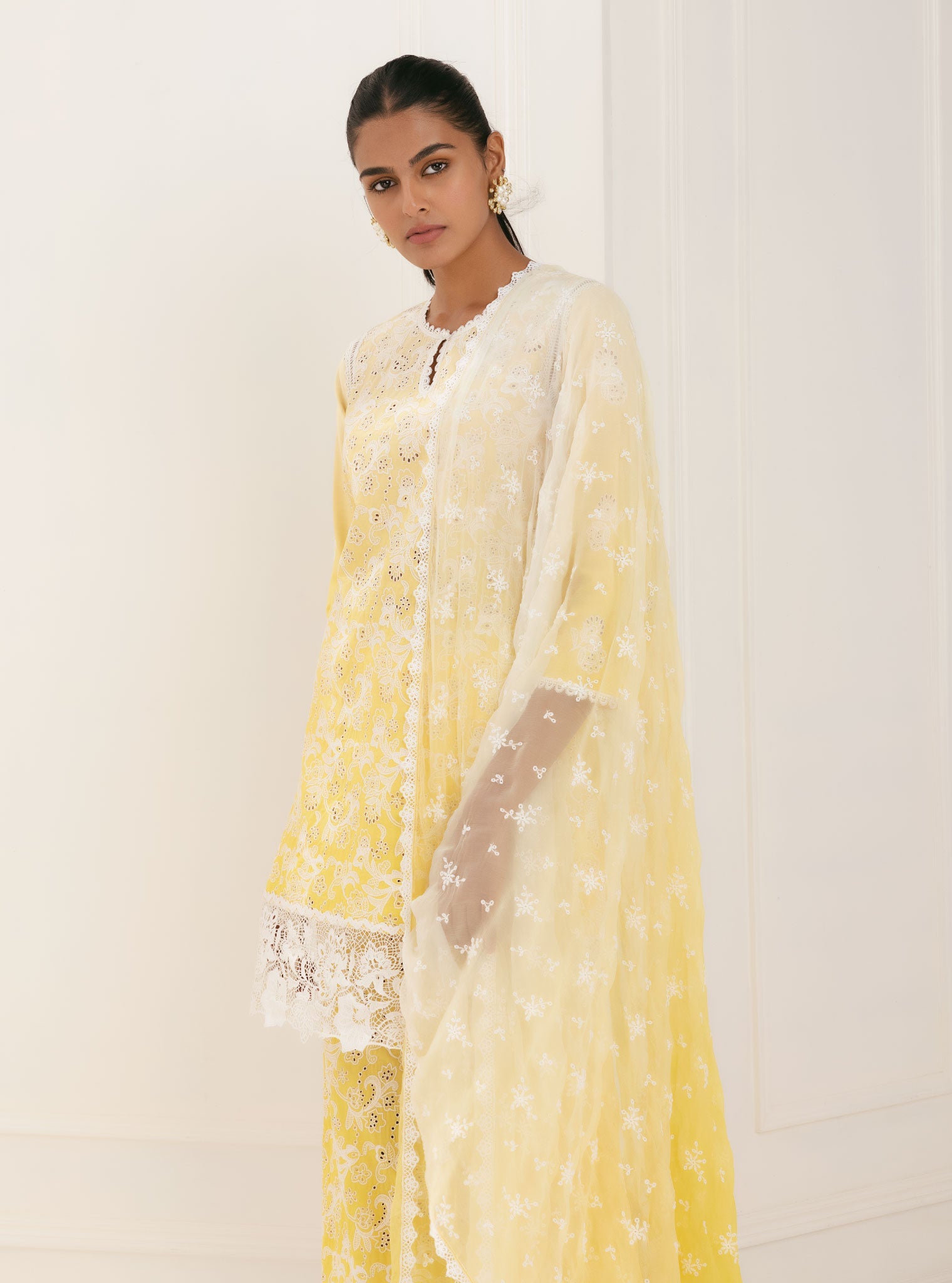 Tista Supima Cotton Yellow Kurta with Palazzo Set