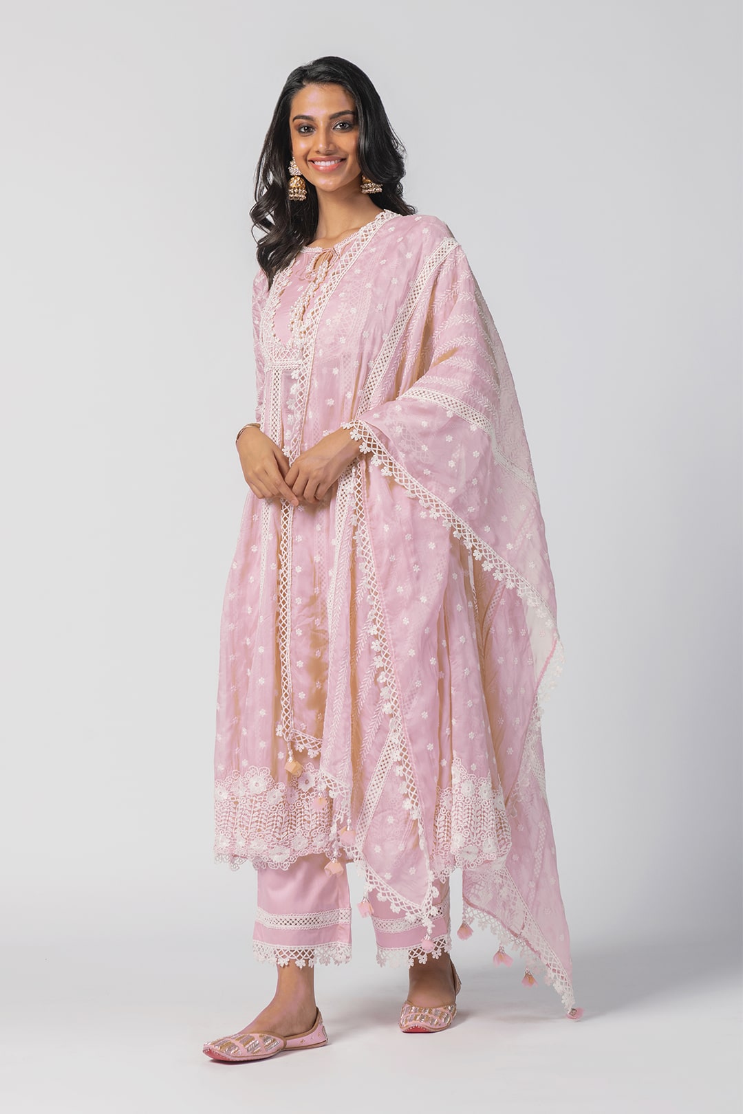Valerie Tencel Luxe Organza Pink Kurta Set