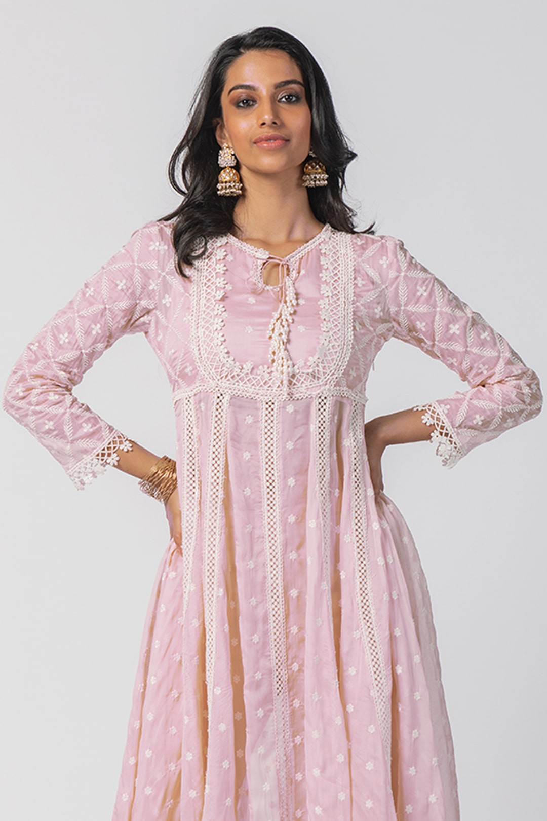 Valerie Tencel Luxe Organza Pink Kurta Set