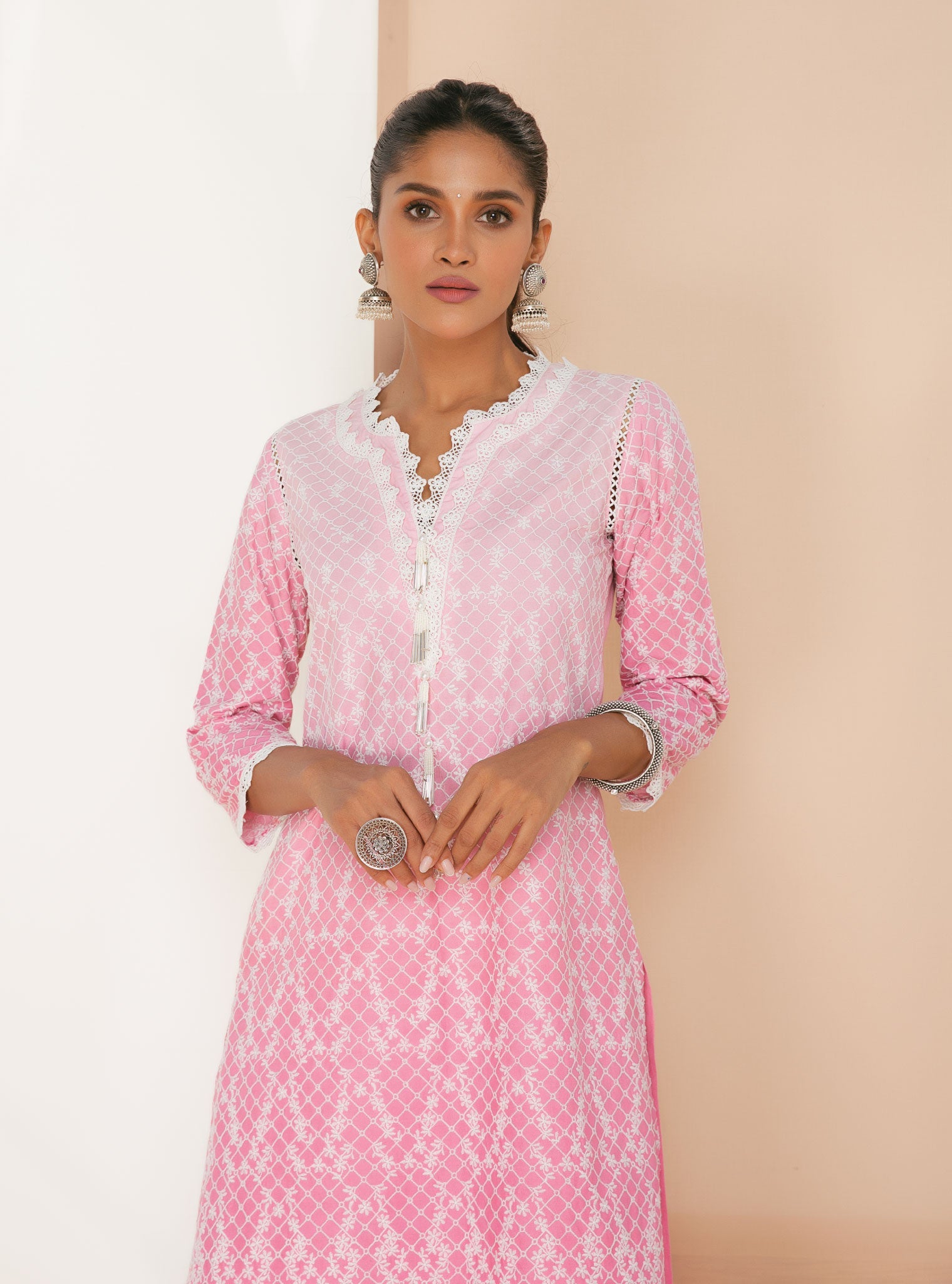 Venna Supima Cotton Pink Kurta Set