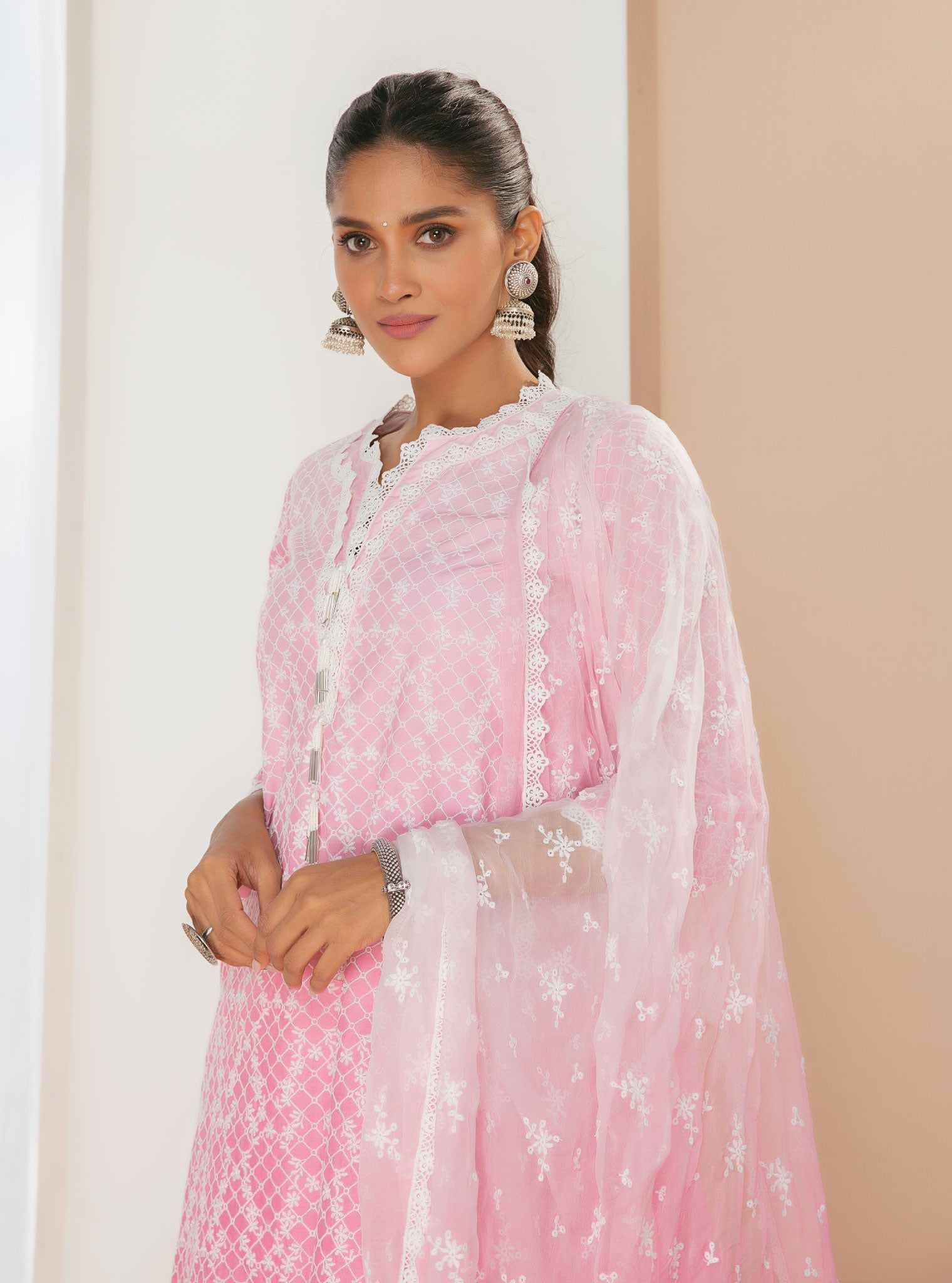 Venna Supima Cotton Pink Kurta Set