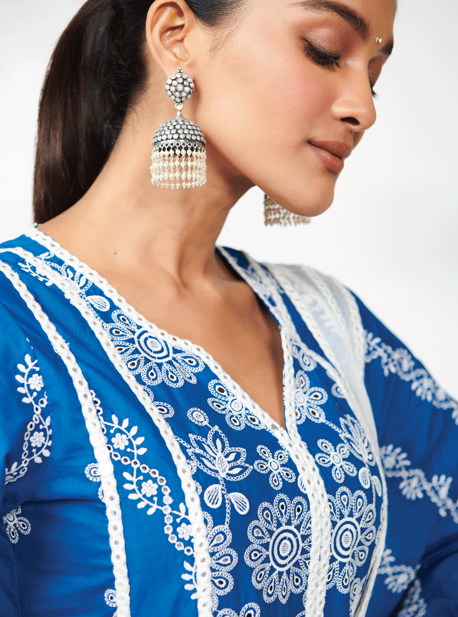 Cara Supima Cotton Navy Kurta Set