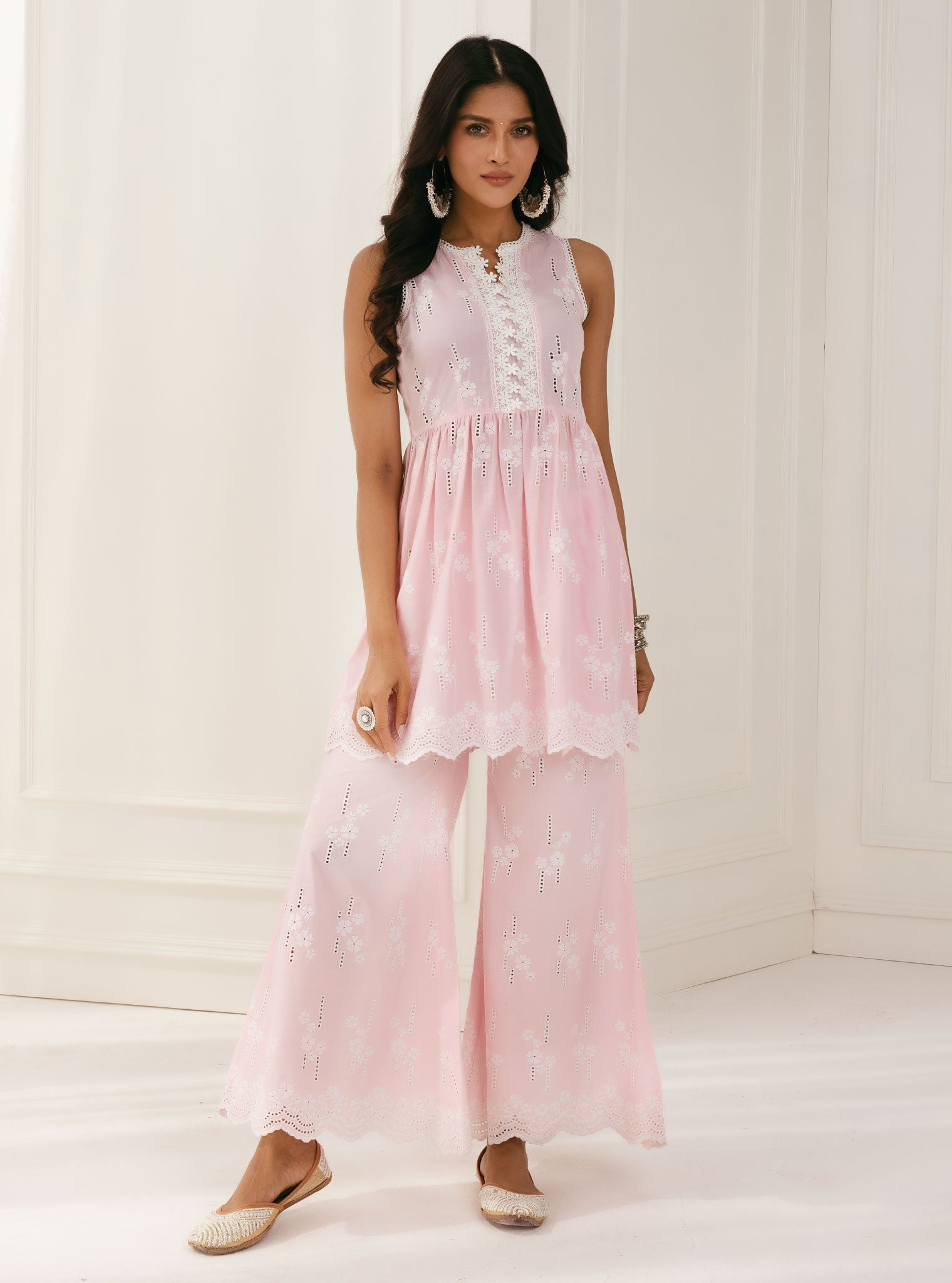 Yana Supima Cotton Pink Kurta with Palazzo Set