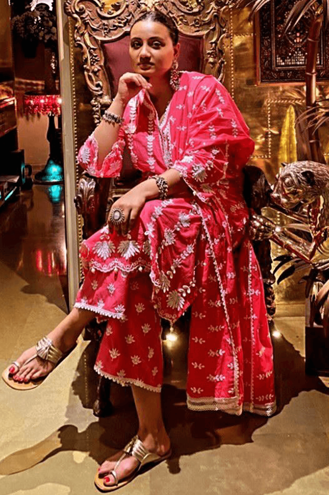 Zaira Supima Cotton Fuchsia Kurta with Palazzo Set