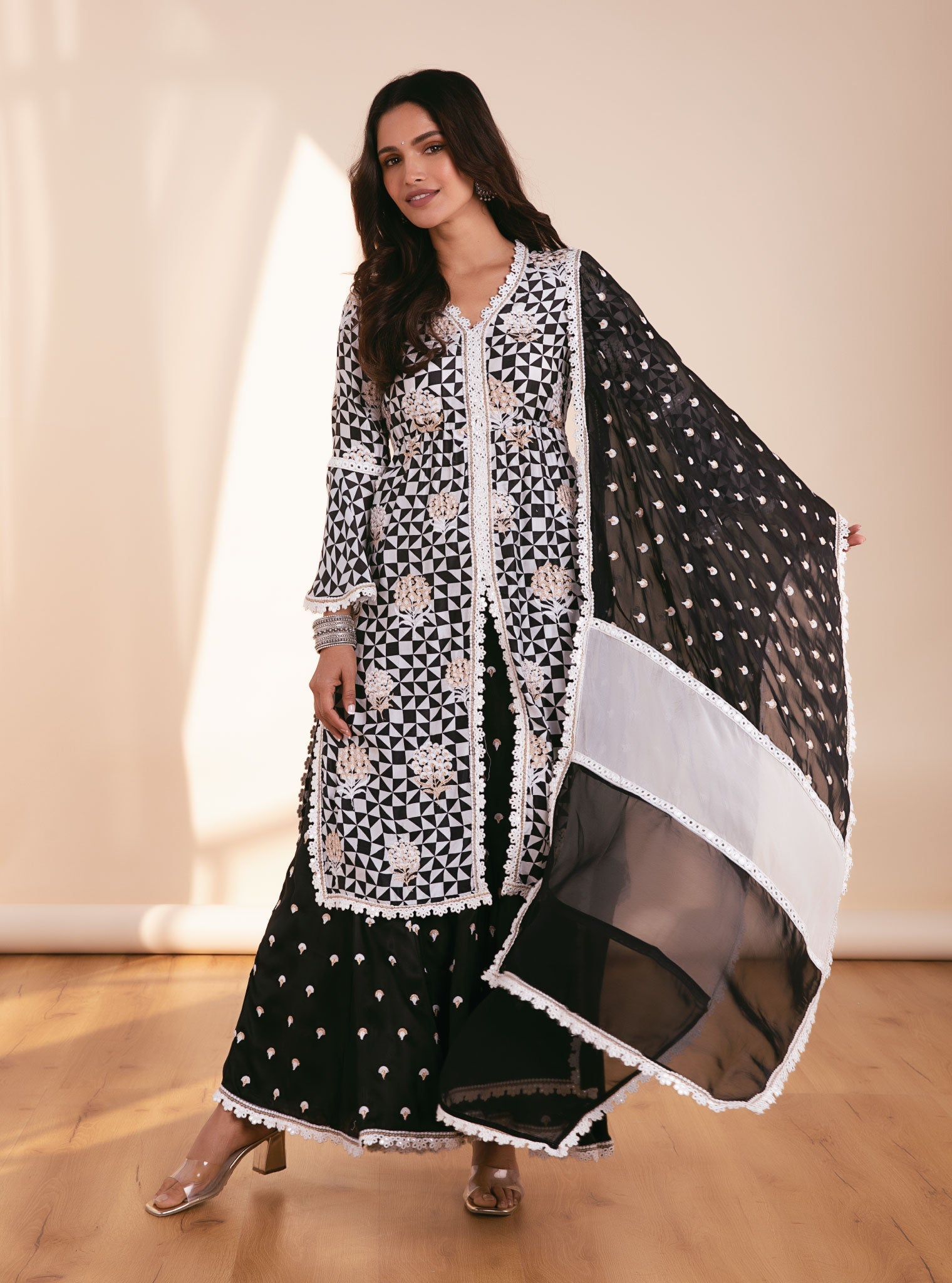 Zaya Cupro Silk Black Kurta Set