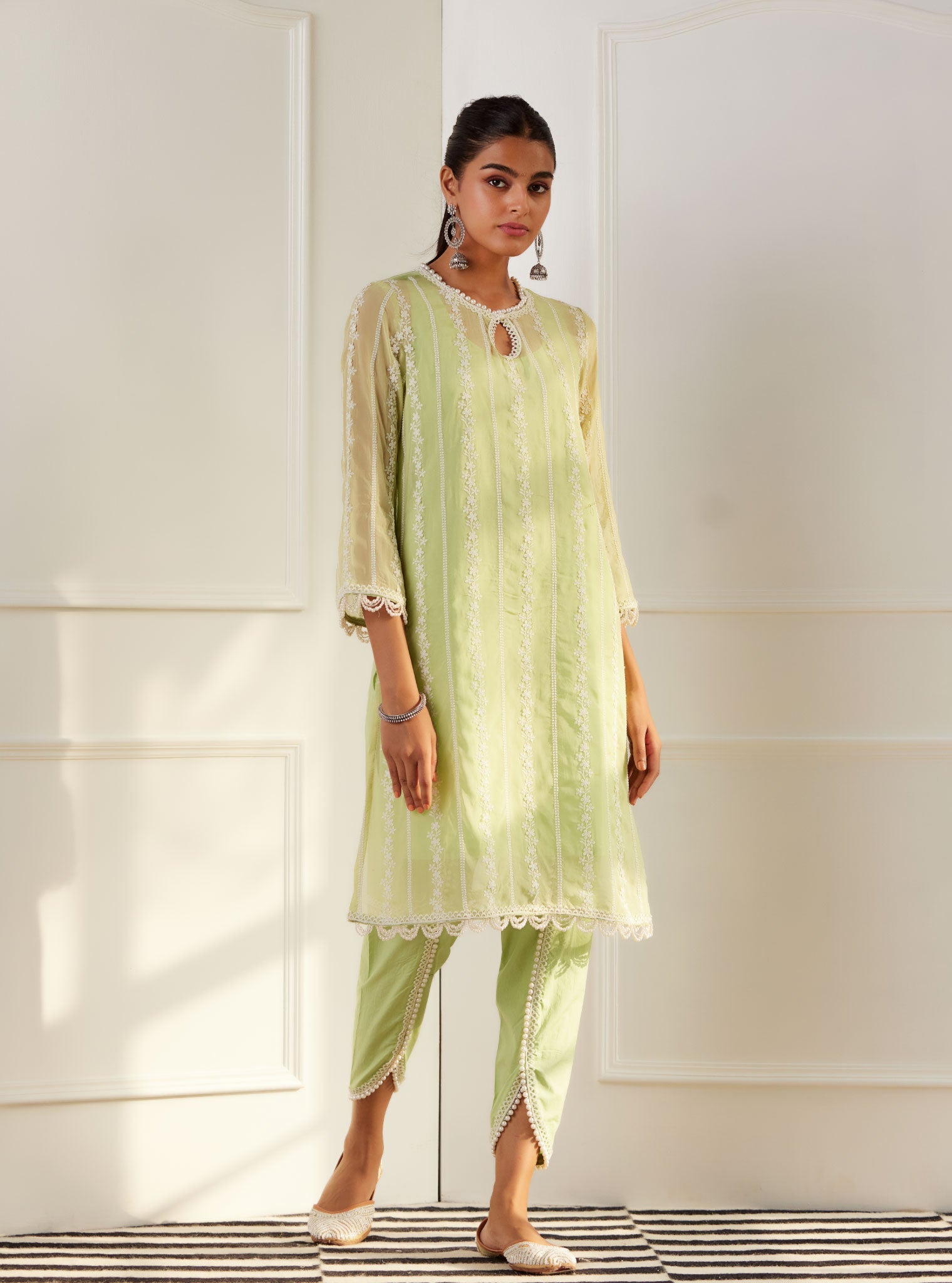 Zella Organza Green Kurta Set