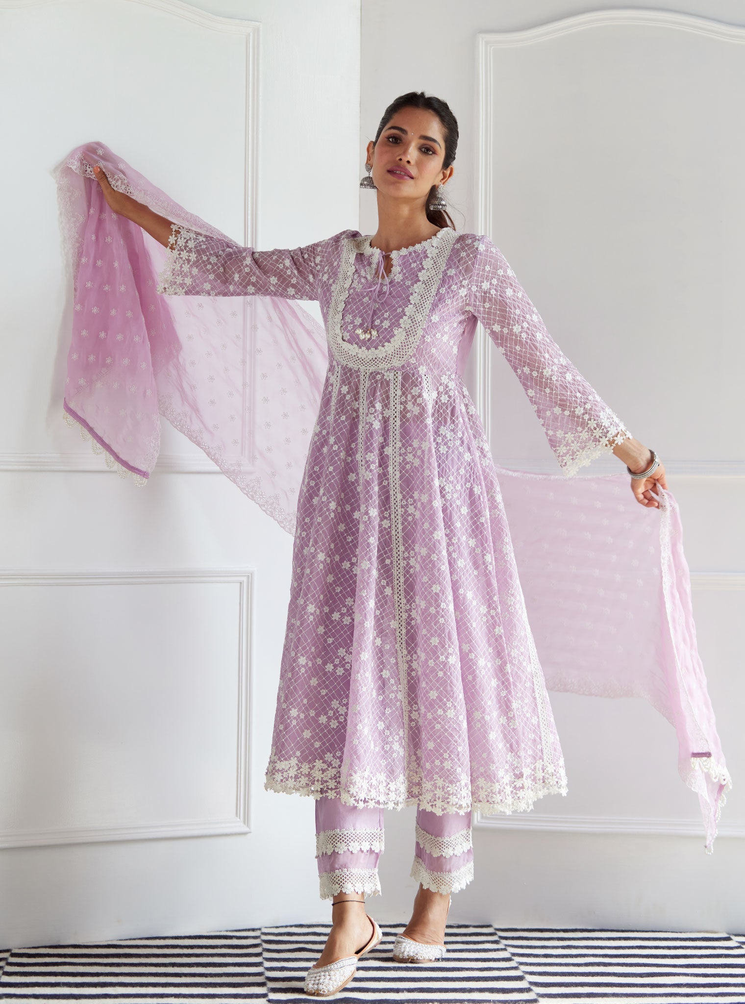 Zola Organza Lilac Anarkali Set
