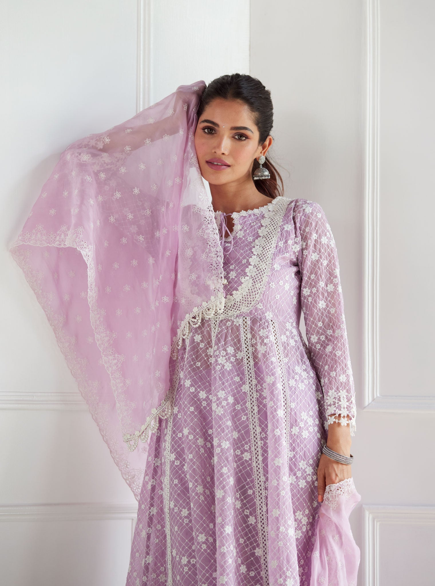 Zola Organza Lilac Anarkali Set