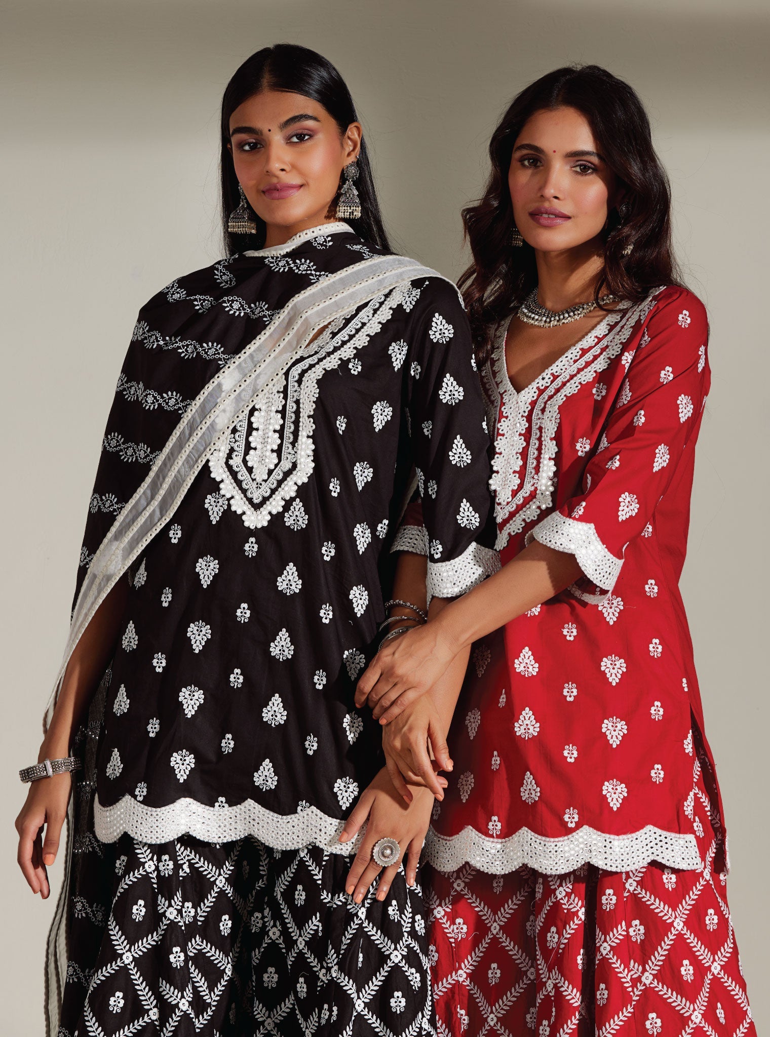 Zoriana Supima Cotton Black Kurta with Sharara Set