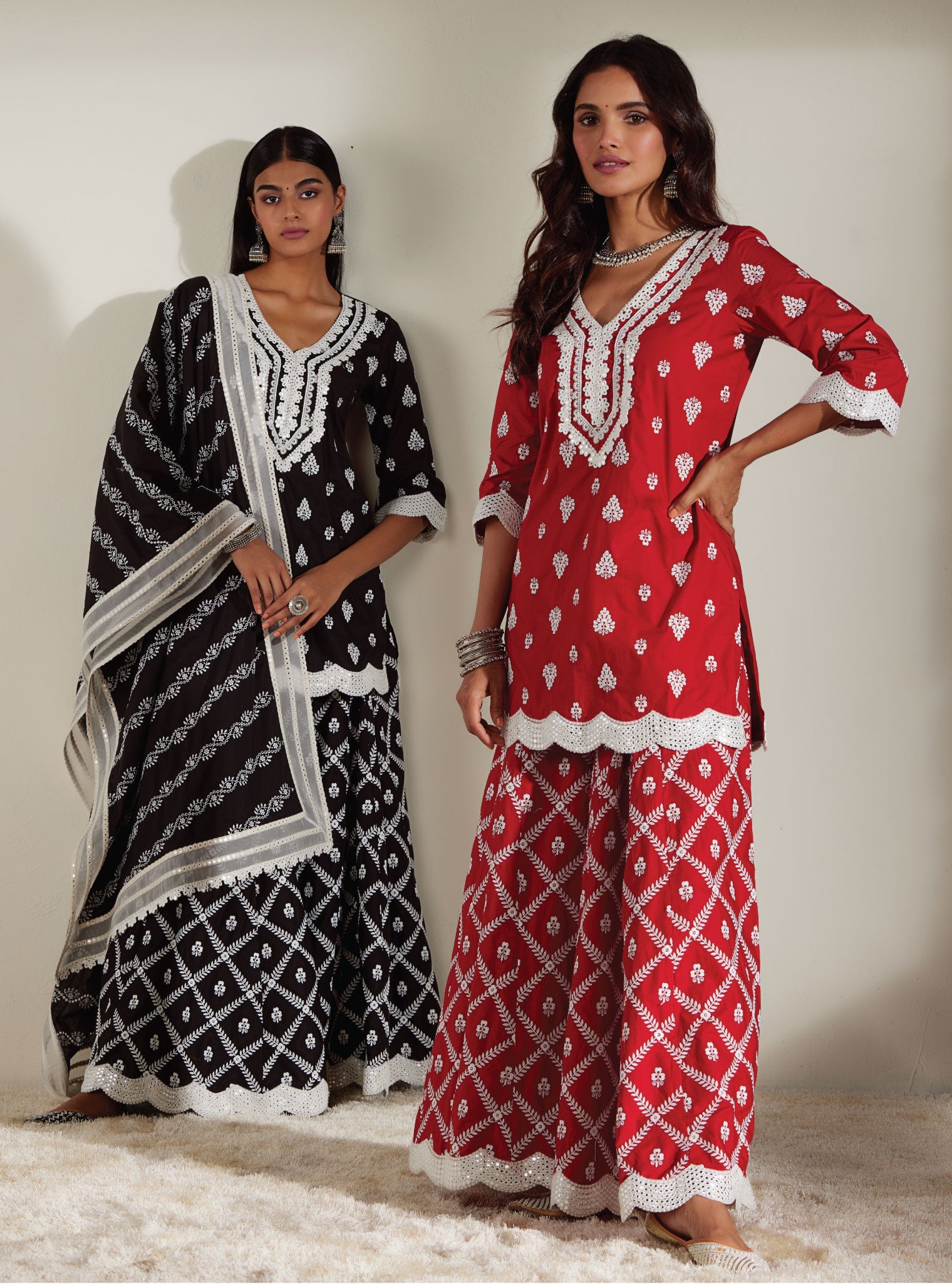 Zoriana Supima Cotton Black Kurta with Sharara Set