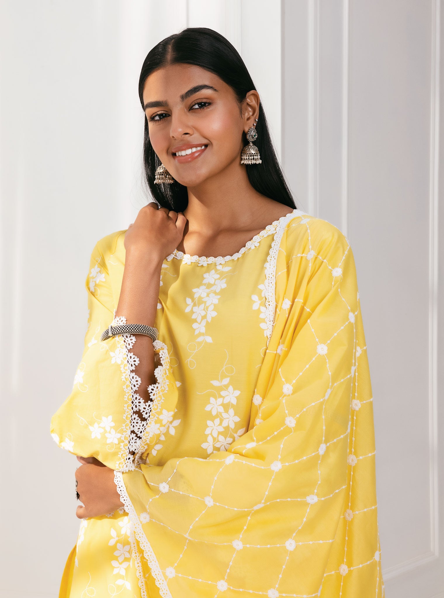 Zuluk Supima Cotton Yellow Kurta Set