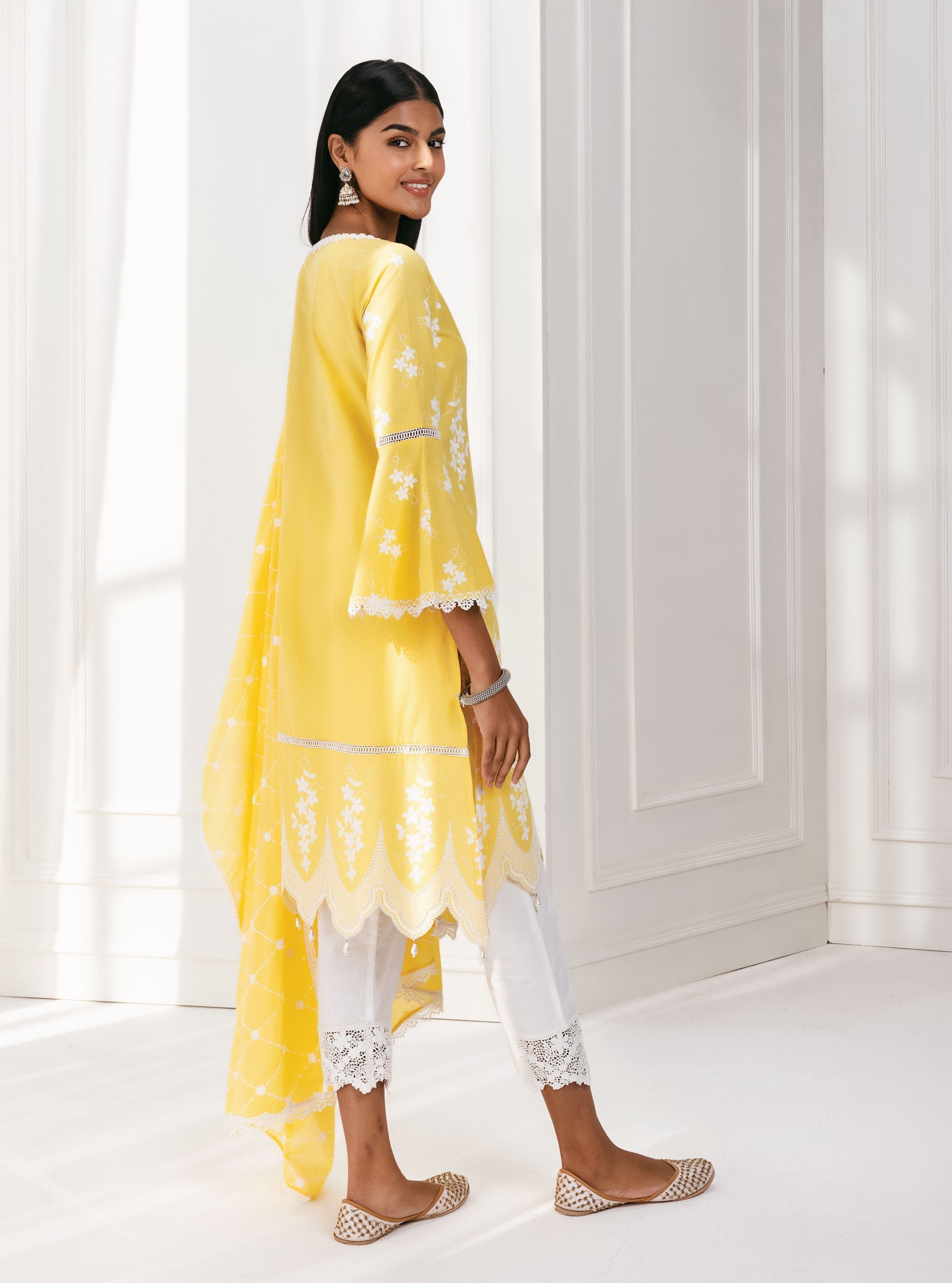 Zuluk Supima Cotton Yellow Kurta Set