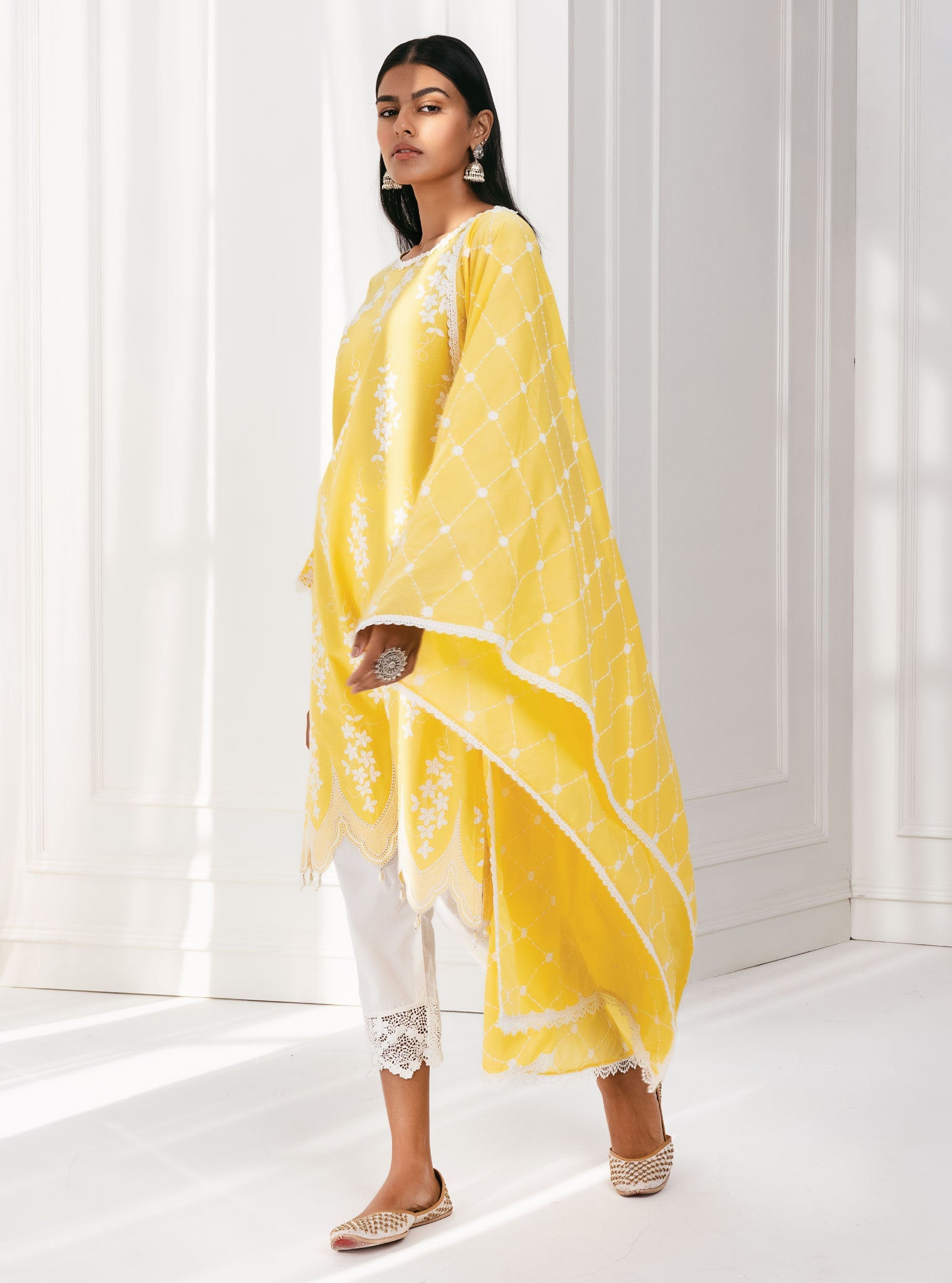 Zuluk Supima Cotton Yellow Kurta Set