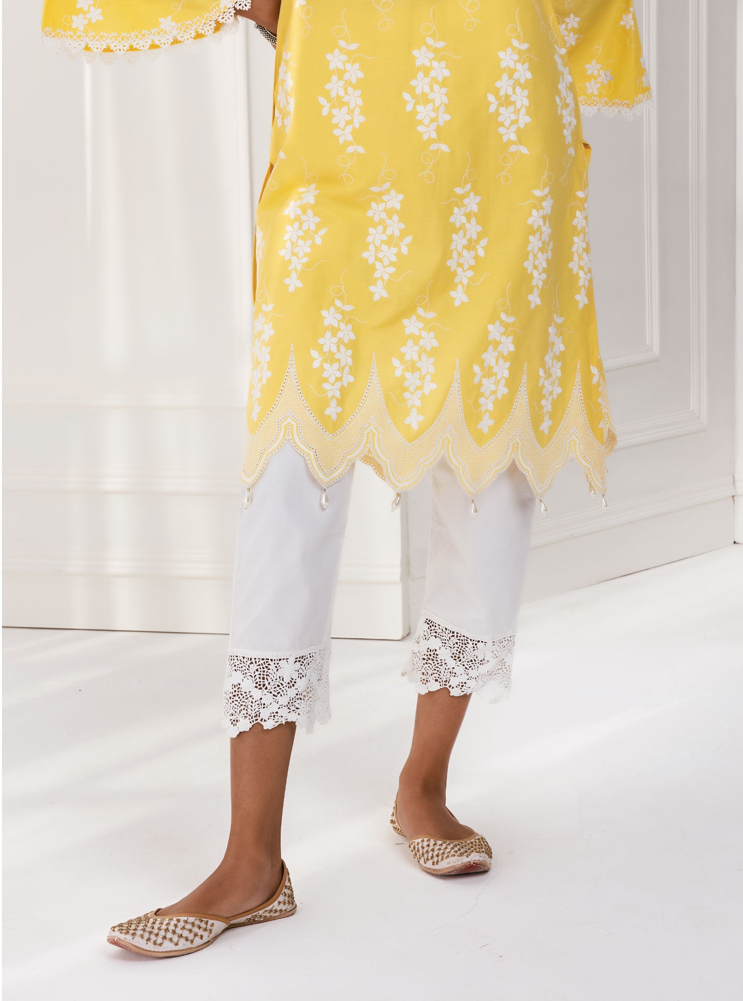 Zuluk Supima Cotton Yellow Kurta Set