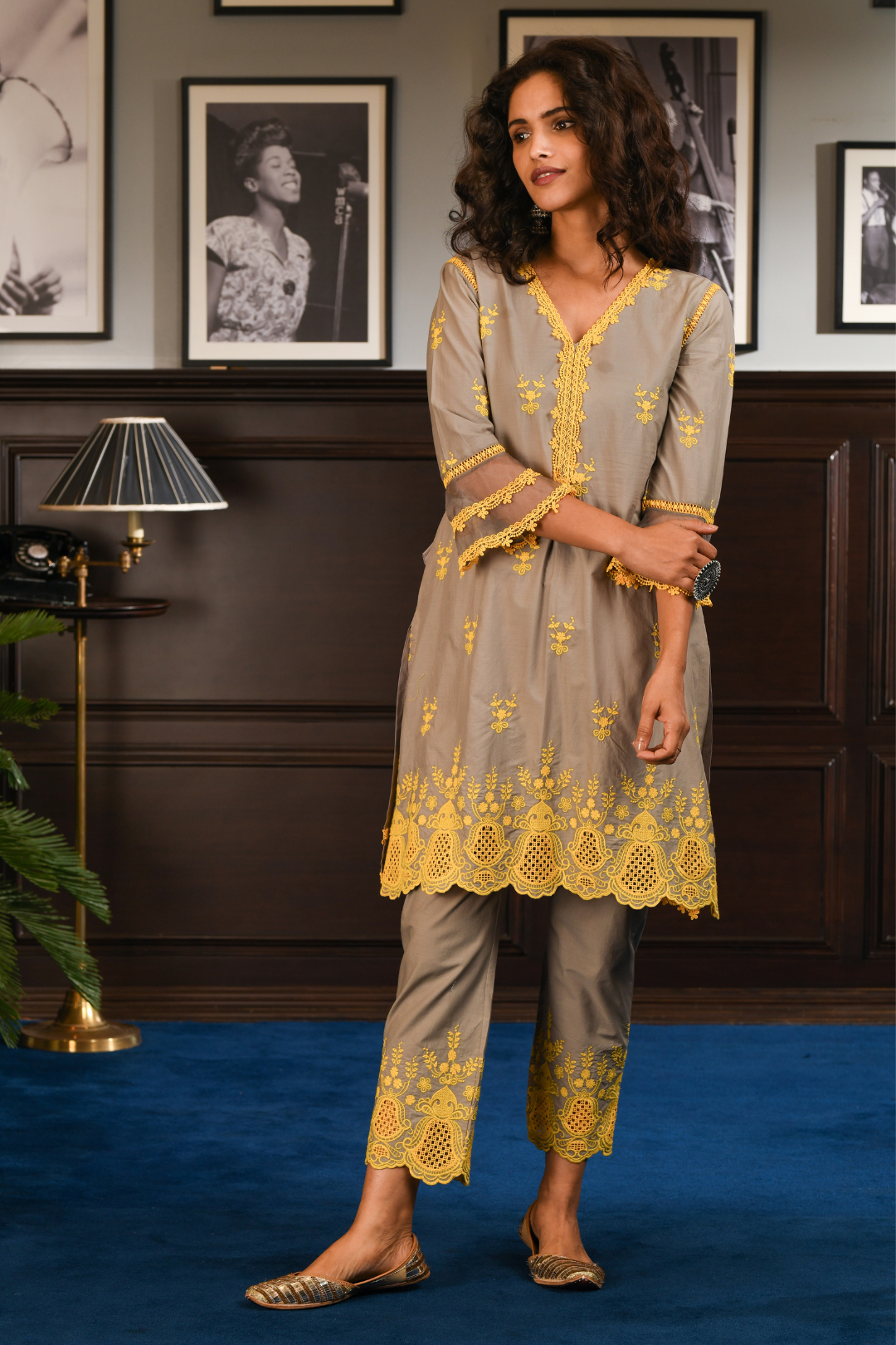 Mulmul Cotton Bliss Kurta With Bliss Pants